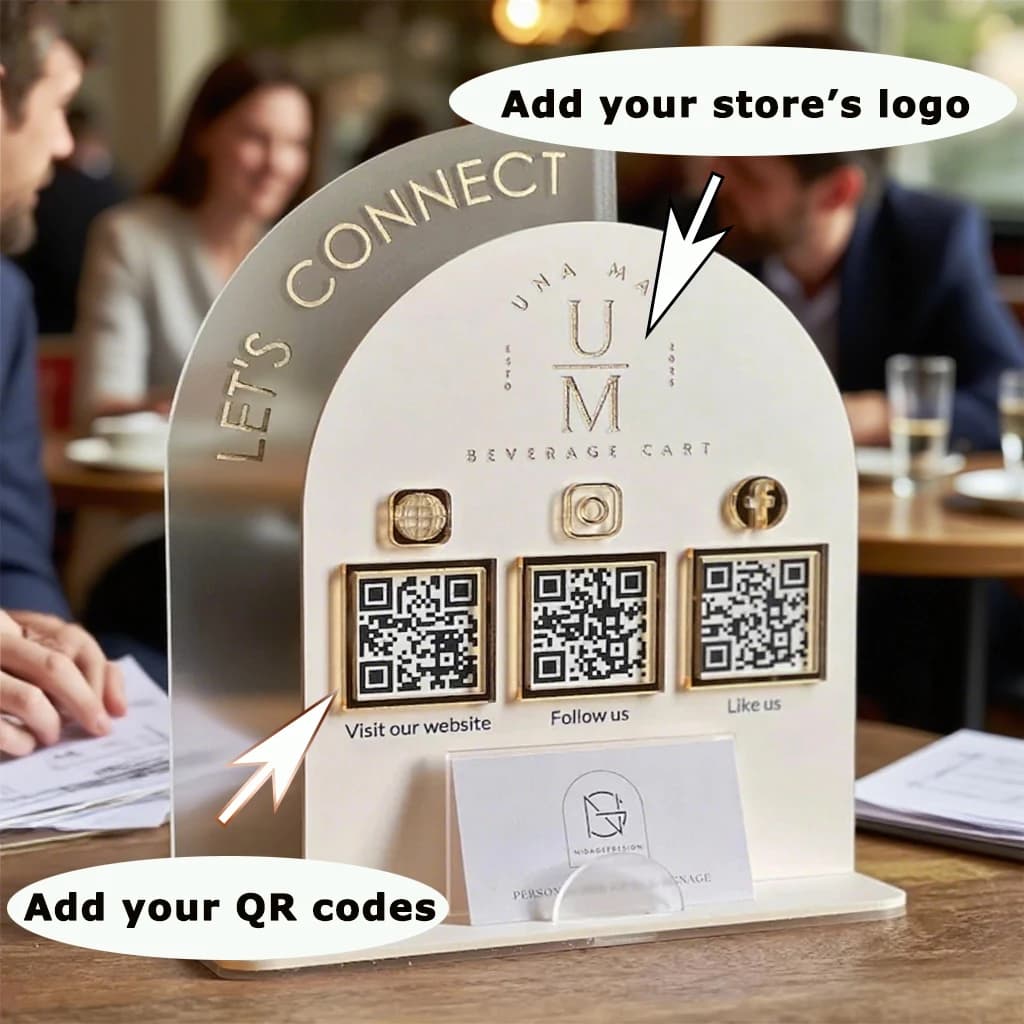 Panneau de paiement de code QR en acrylique personnalisé avec base