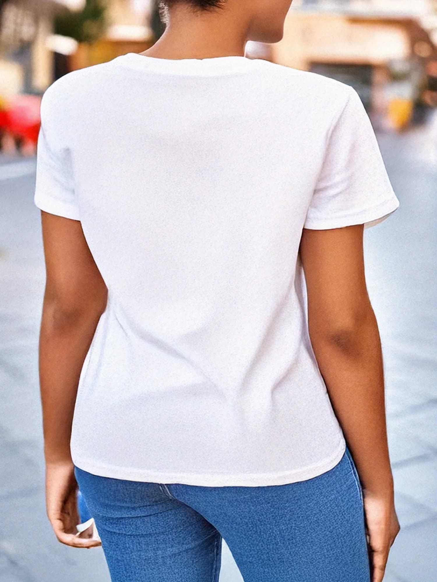T-Shirt à manches courtes et col ras du cou pour femme