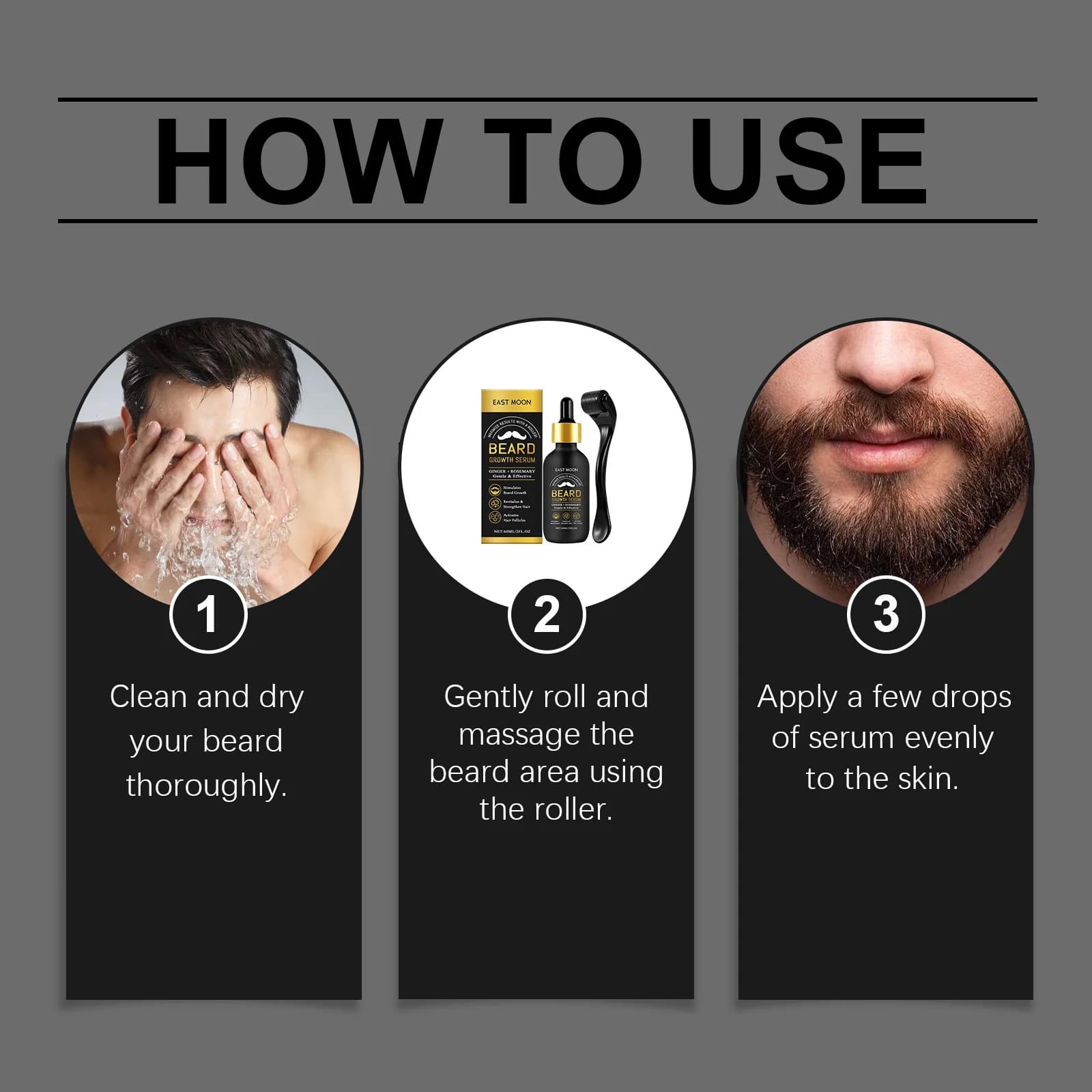 Huile de croissance de la barbe, sérum épaississant, favorise la croissance des poils, renforce les racines, adoucit la barbe, hydrate, soin masculin