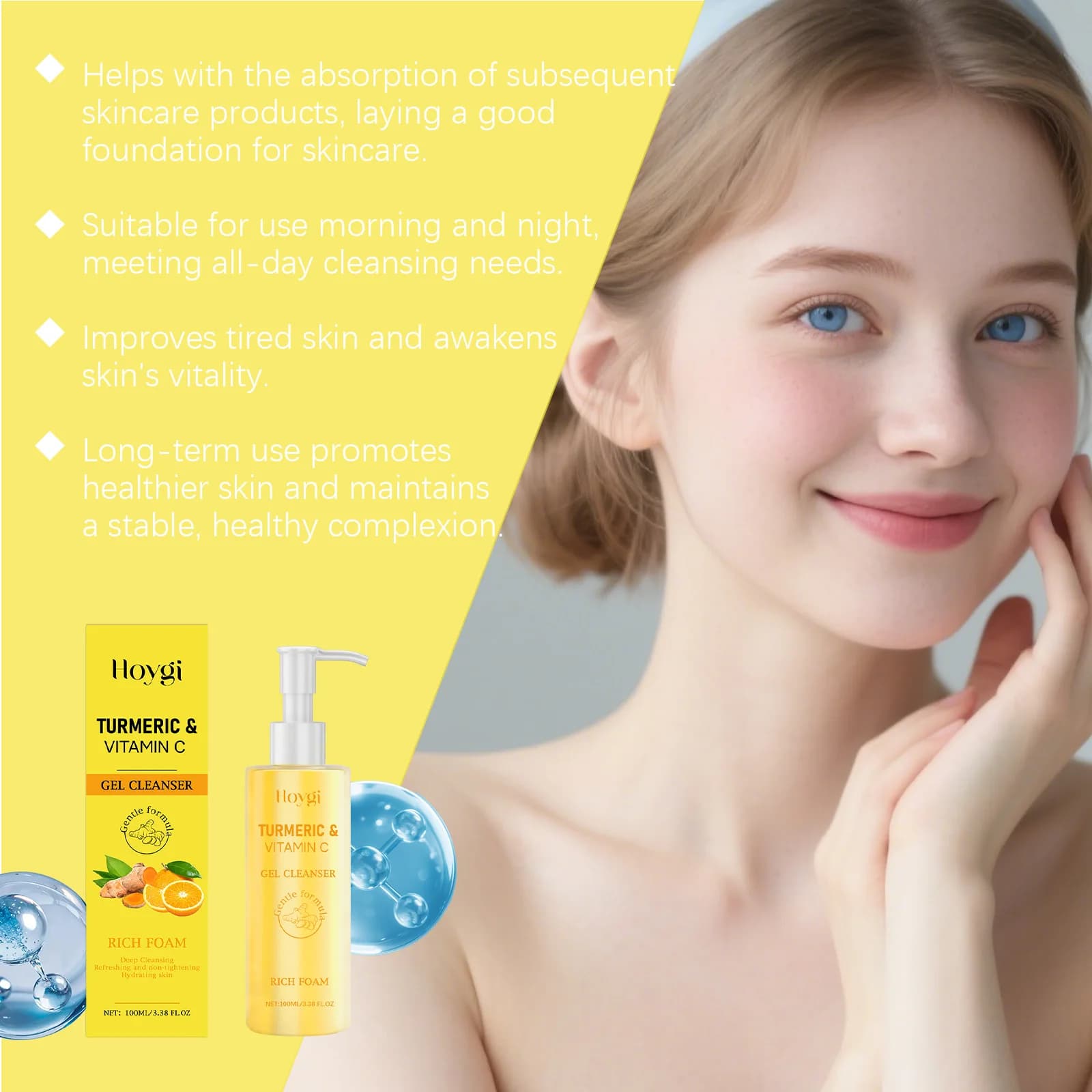 Nettoyant pour le visage au curcuma et à la vitamine C