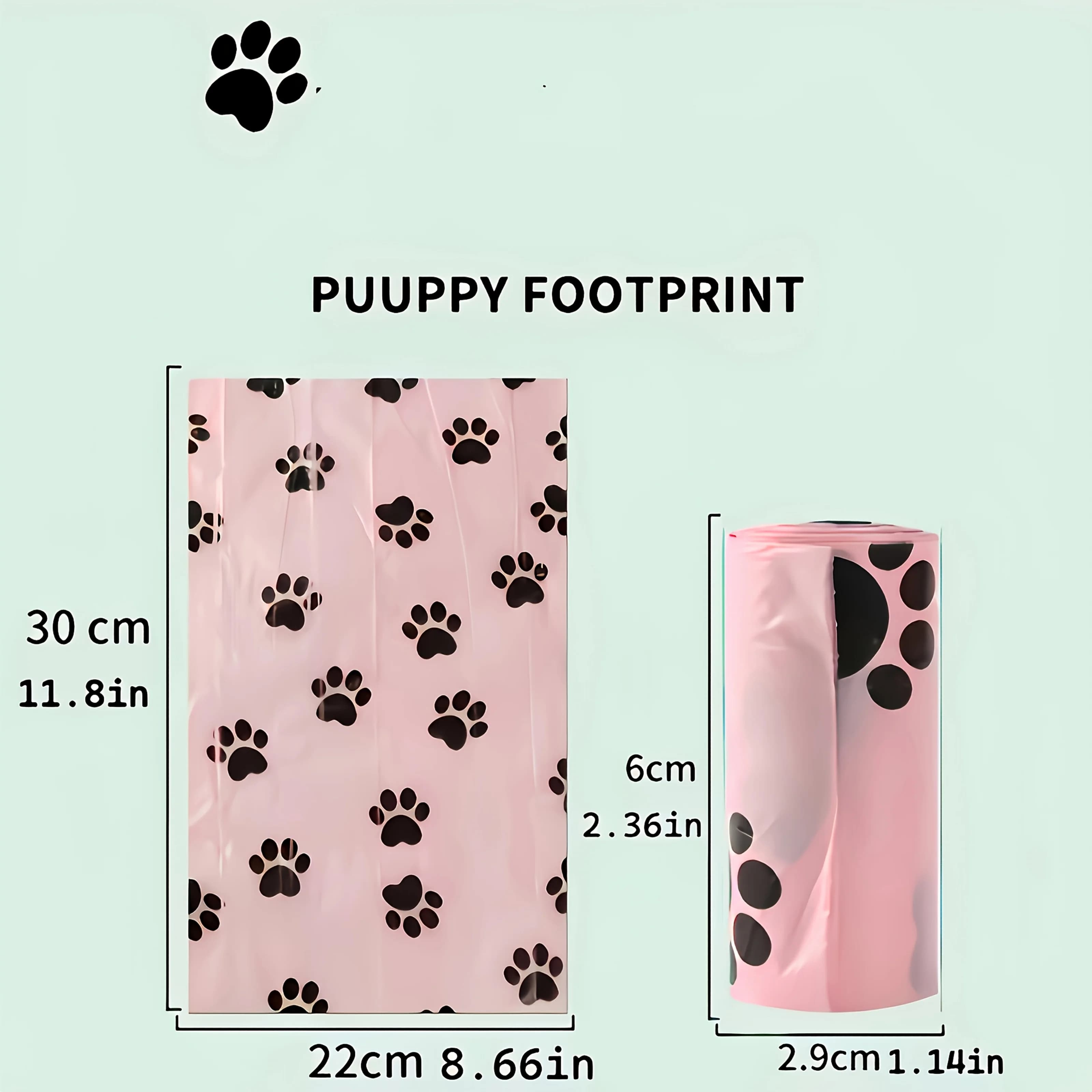 pink20rolls Biodégradable, avec motif de patte - polyéthylène épais pour un nettoyage facile, une durabilité et une haute qualité, adapté