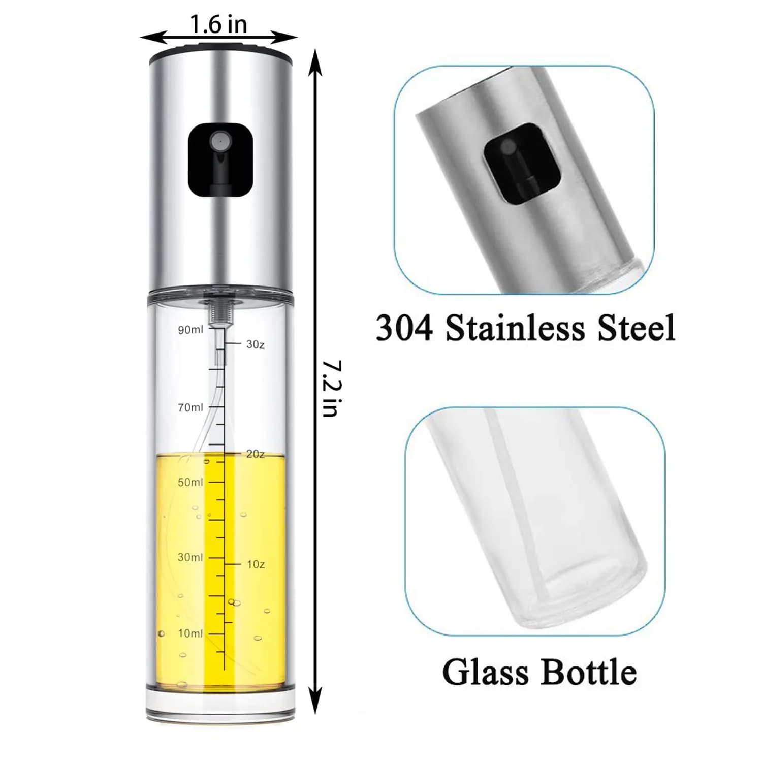 Bouteille distributeur d'huile d'olive en verre, 100ml, vaporisateur, pour salade, barbecue, cuisson, rôtissage, accessoires de cuisine