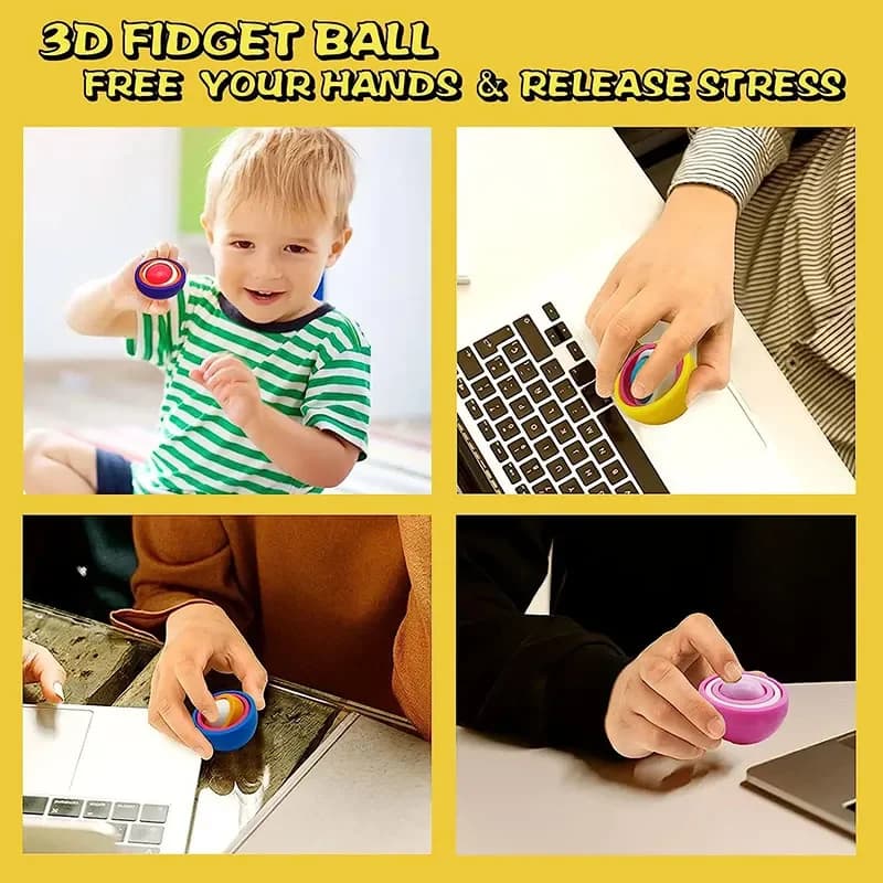 Boule rotative 3D Fidget Gyro jouets sensoriels main Fidget Spinner Gyroscope pour enfants adolescents adultes enfants tdah autisme soulagement du stress
