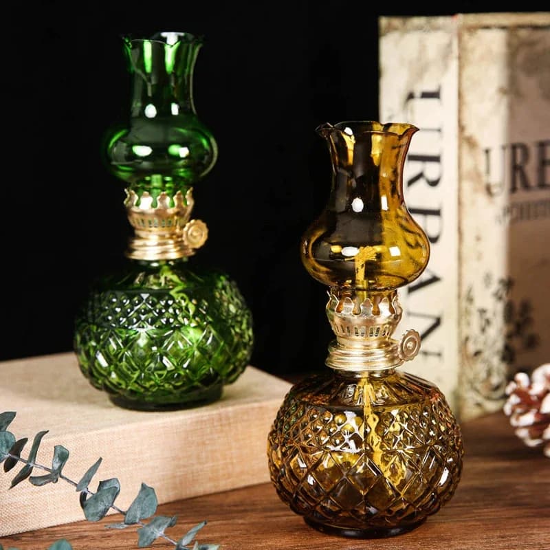 Grande lampe à huile rustique lampe à kérosène en verre Vintage lampes à huile anciennes pour usage intérieur éclairage de secours chambre de lampe ouragan