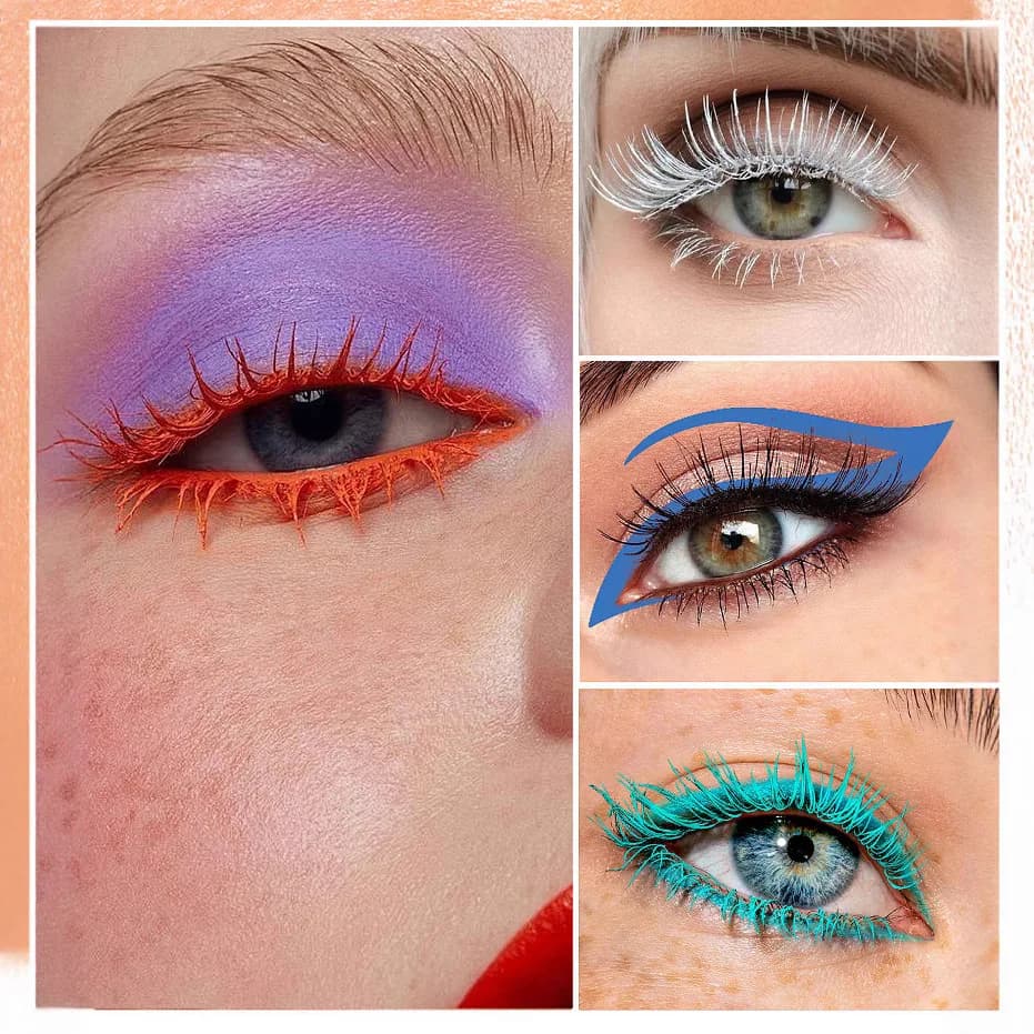 Mascara à friser coloré, brosse Fine, allonge les cils, épais, imperméable, bleu, naturel, vert, maquillage pour les yeux d'halloween