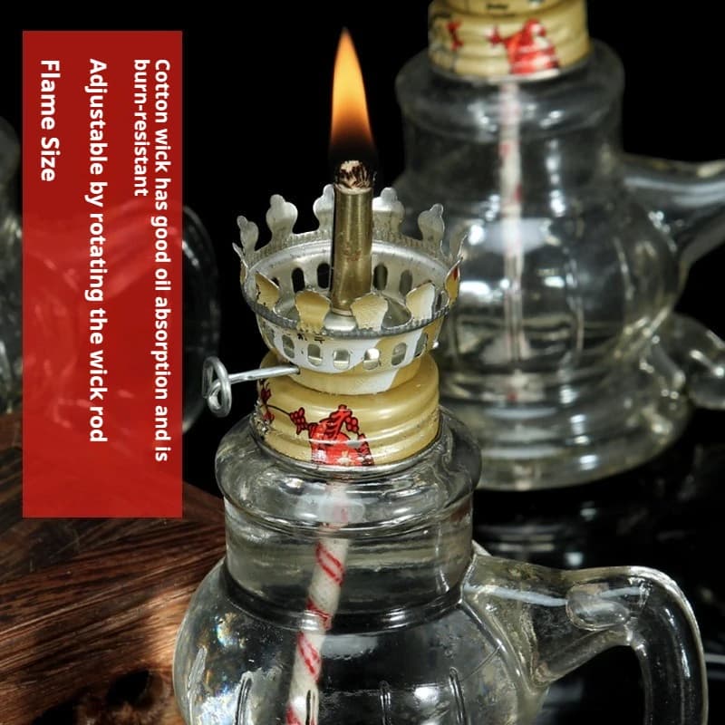 1/2 pièces rétro lampe en verre coupe-vent Mini lampes à huile de kérosène avec poignée pour utilisation intérieure éclairage de secours décor de mariage de noël