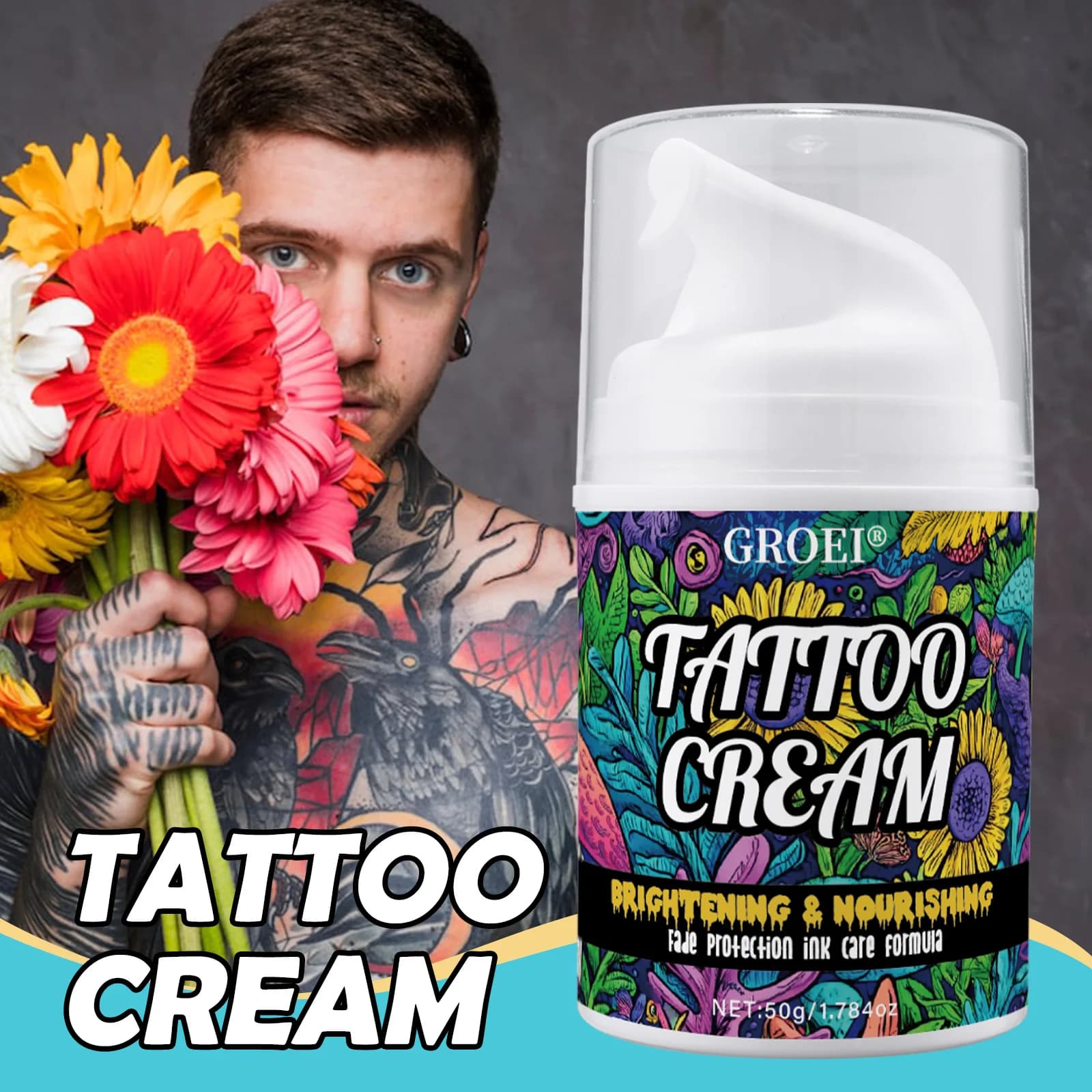 Baume cicatrisant pour tatouages à la Centella et à la noix de coco - Crème post-tatouage qui prévient la décoloration
