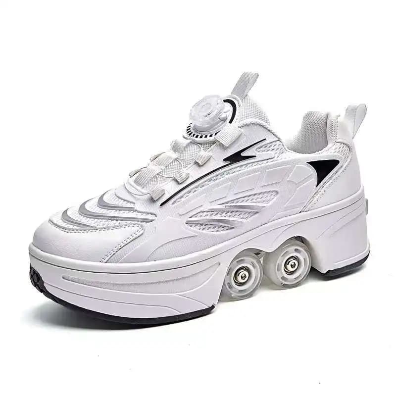 Nouveaux grands patins à roulettes rétractables à quatre roues, parfaits pour les sports de plein air et les activités de loisirs. Un excellent cadeau!