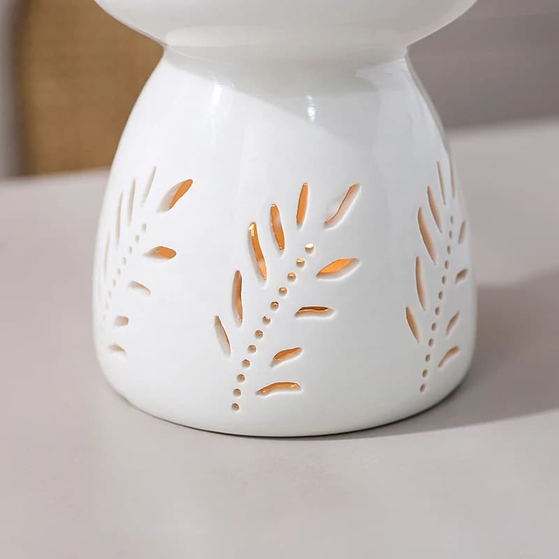 Brûleur d'encens en céramique blanche, diffuseur d'huiles essentielles, poêle de chauffage creuse, décoration d'intérieur du Moyen-Orient