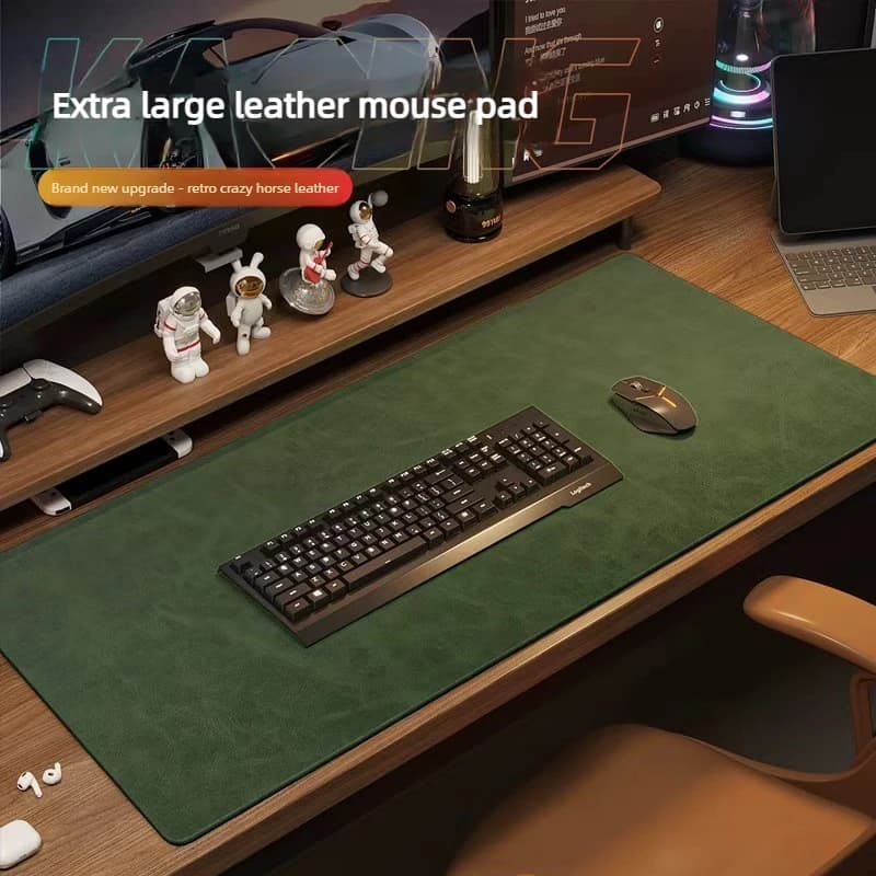 Tapis de souris en PU texturé Crazy Horse, tapis de souris portable, grand tapis de jeu imperméable antidérapant en daim, tapis de bureau pour clavier d'ordinateur