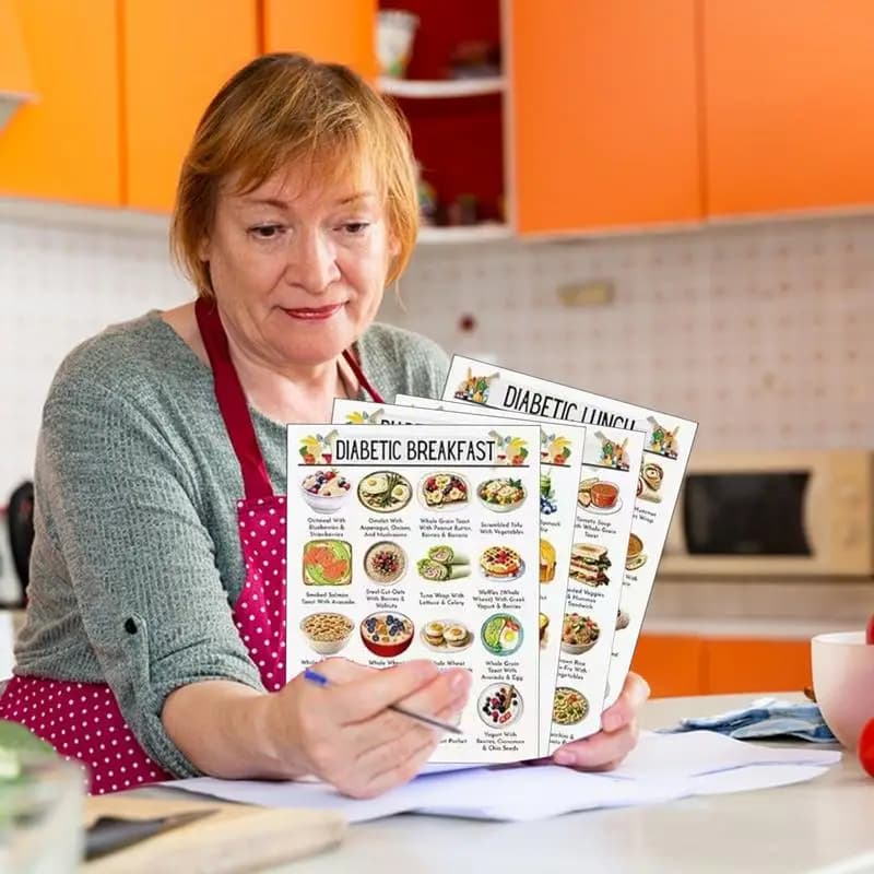 12 pièces tableau alimentaire à faible teneur en sucre liste de nutrition régime à faible teneur en carbure Guide d'information alimentaire affiche pour papa mère grand-père grand-mère personnes âgées