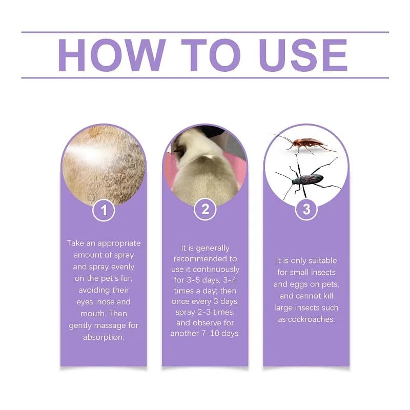 Spray de tir répulsif contre les pouces et les acariens pour animaux de compagnie, avec ingrédients naturels, huiles essentielles pour chiens et chats, dissolvant d'insectes externe