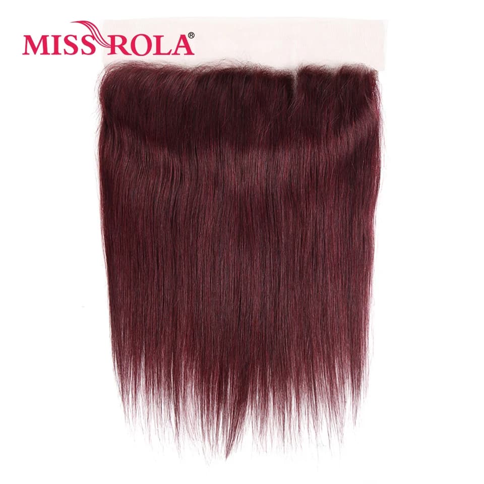 Miss Rola 13x4 Lace Frontal Closure Cheveux Humains Brésiliens Remy Lisses de l'oreille à l'oreille Couleur Ombrée avec Baby Hair