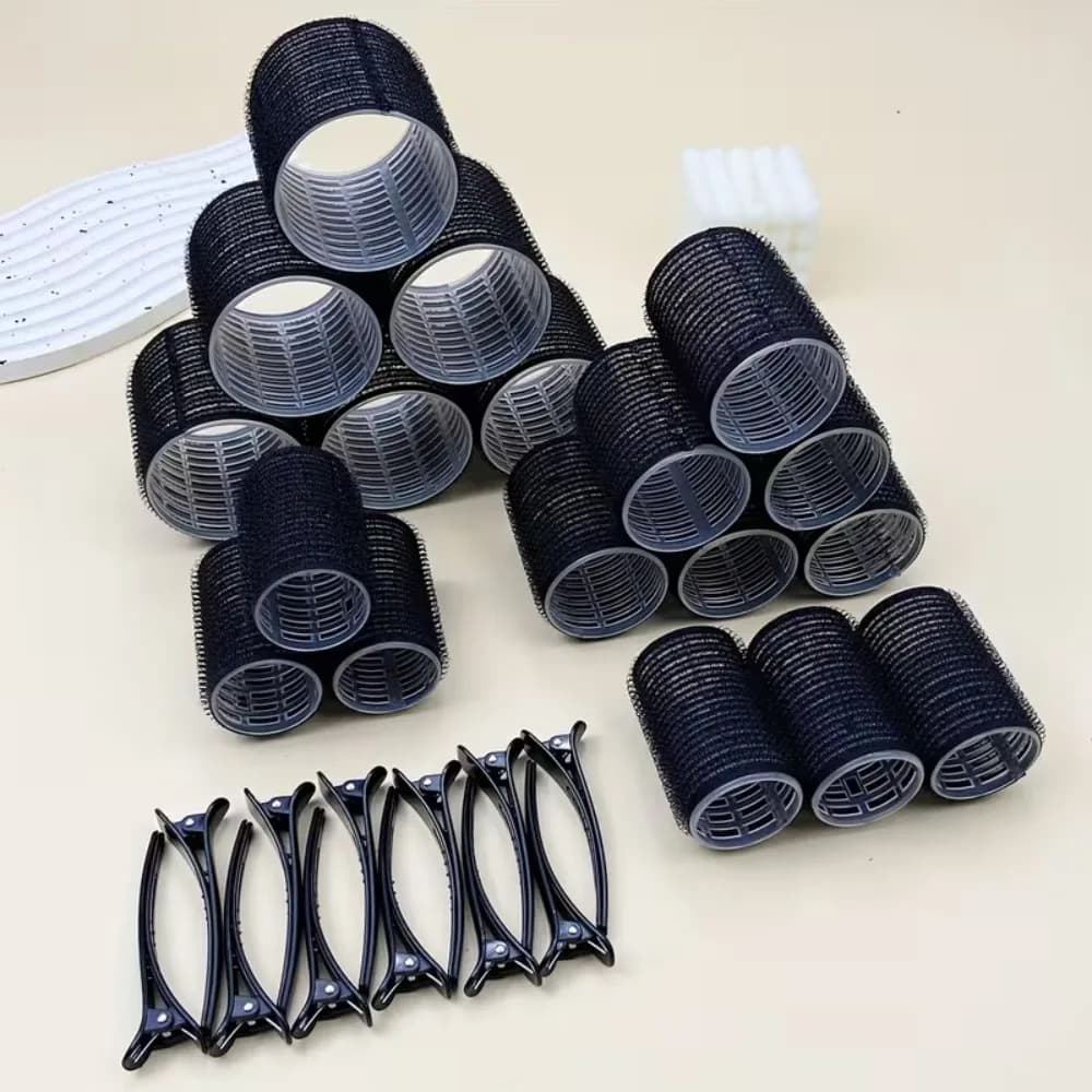 30 pièces de bigoudis sans chaleur avec pinces, ensemble de bigoudis auto-agrippants, bigoudis pour femmes, outils de coiffure, bigoudis pour salon de coiffure