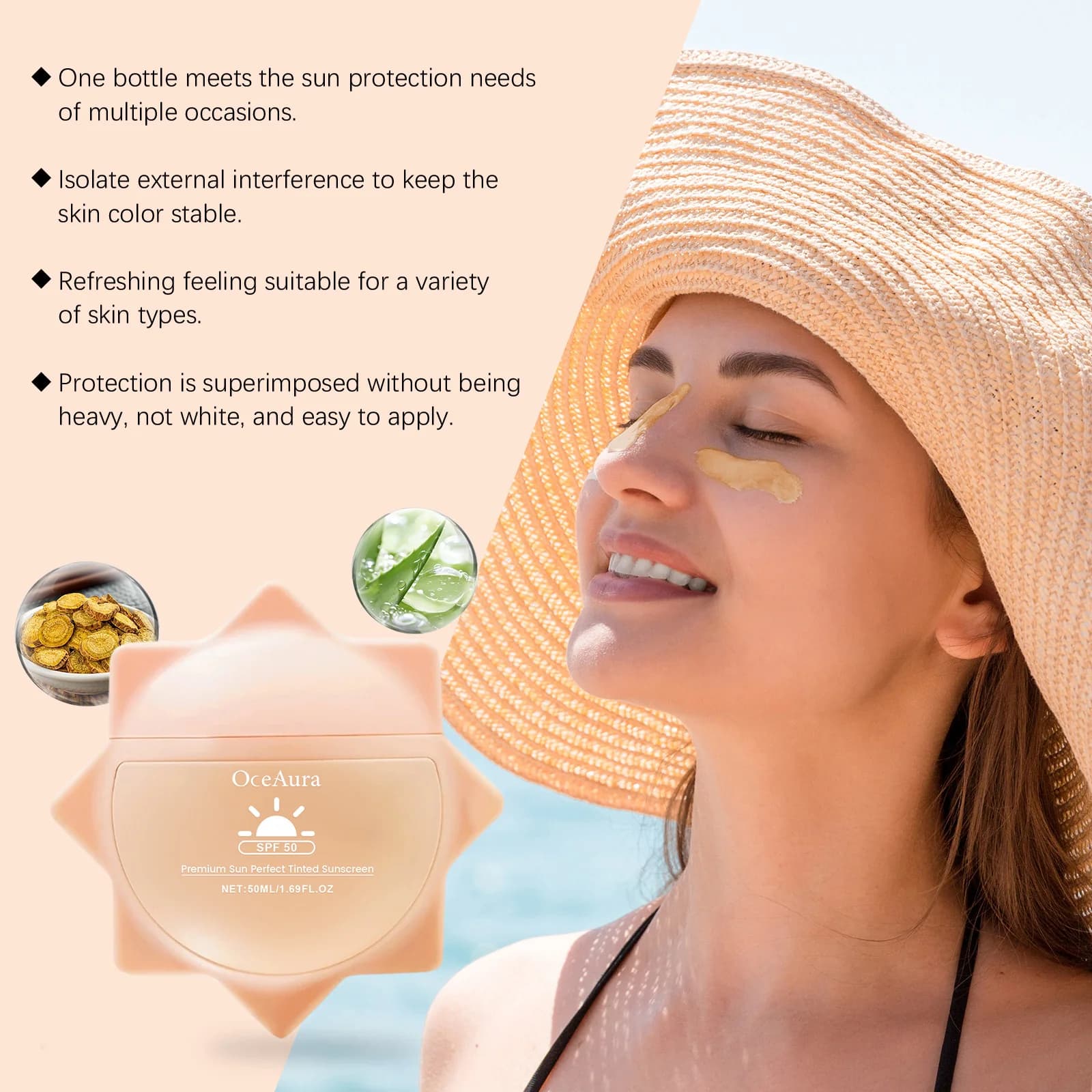 Crème solaire pour le visage et tout le corps, SPF 50 +, résistante aux UV, Protection de la peau, Anti-coup de soleil, contrôle du sébum, crème d'isolation solaire hydratante