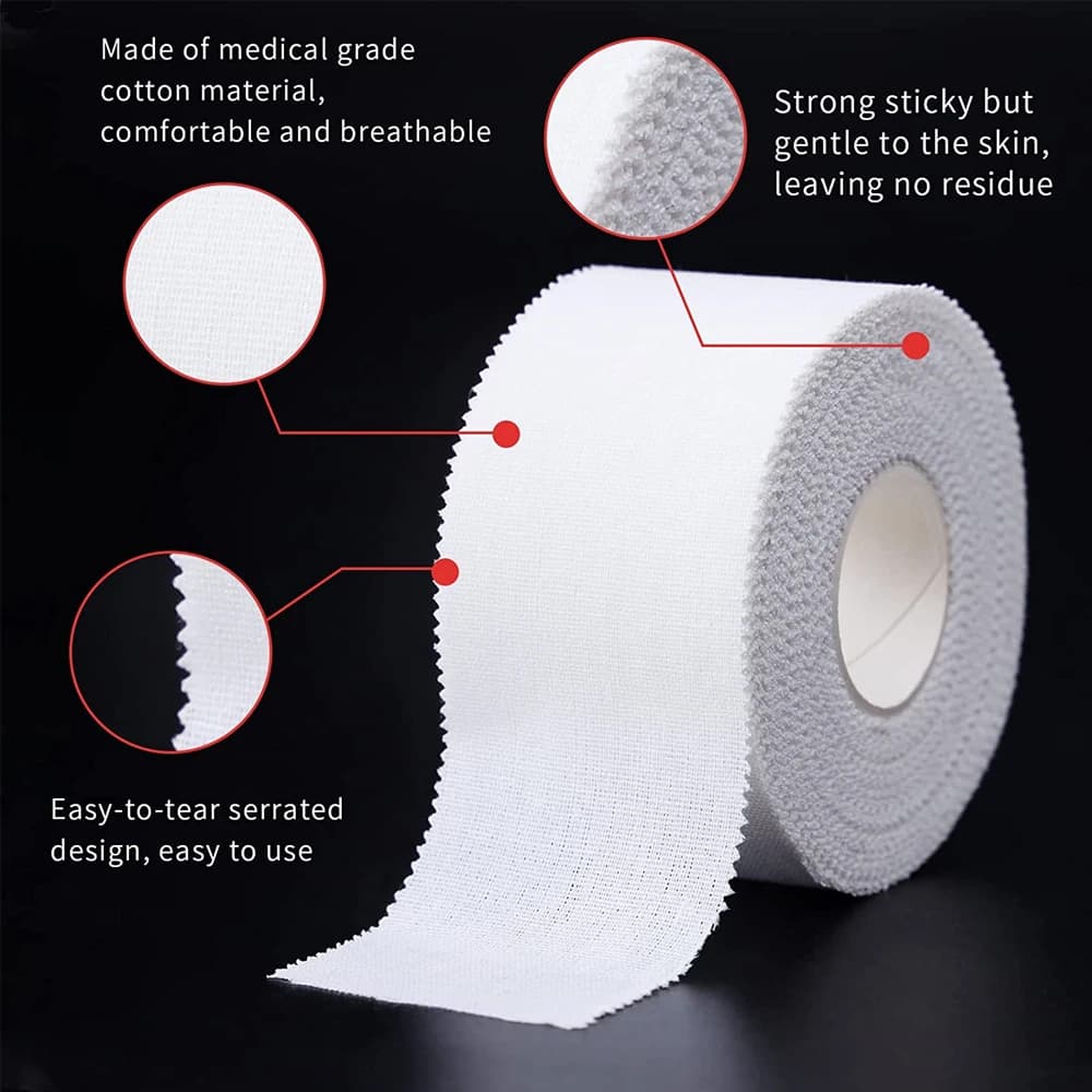 Ruban de sport athlétique blanc 3 rouleaux-adhésif fort, pas de résidus collants, facile à déchirer-pour athlètes, entraîneurs, premiers secours, blessures Wr