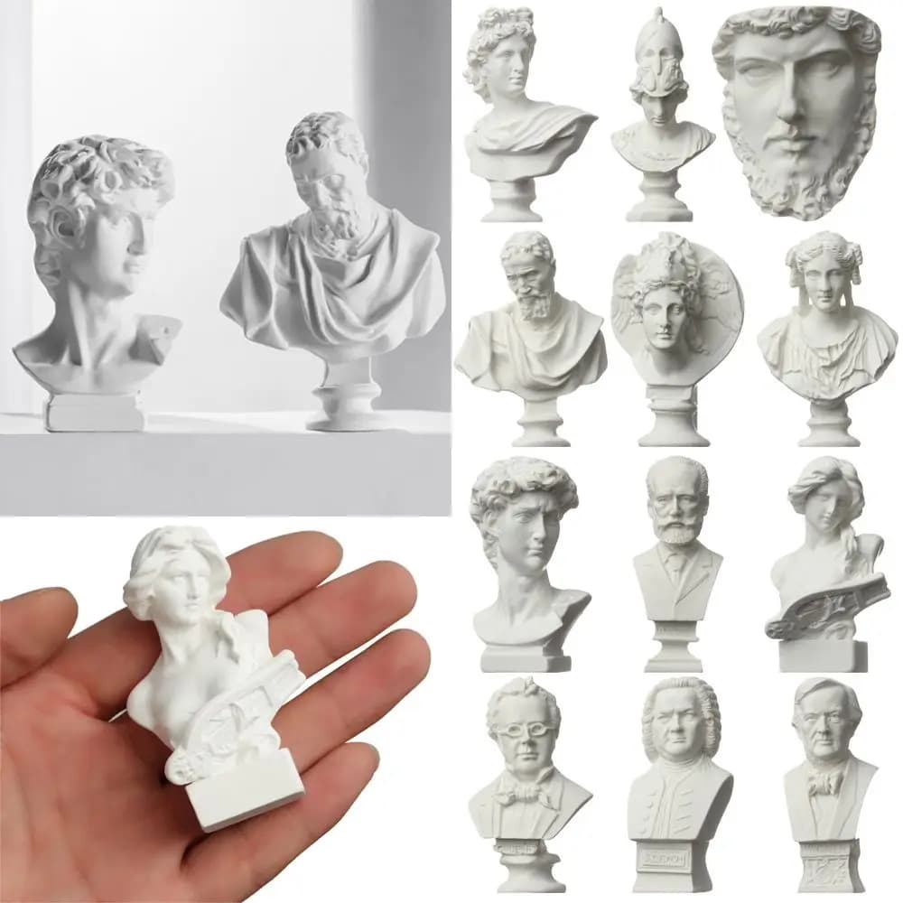Mini figurine en plâtre pour la décoration intérieure, statue grecque Myenson, sculpture célèbre des célébrités, pratique du dessin, portraits de buste de gypse, nouveau