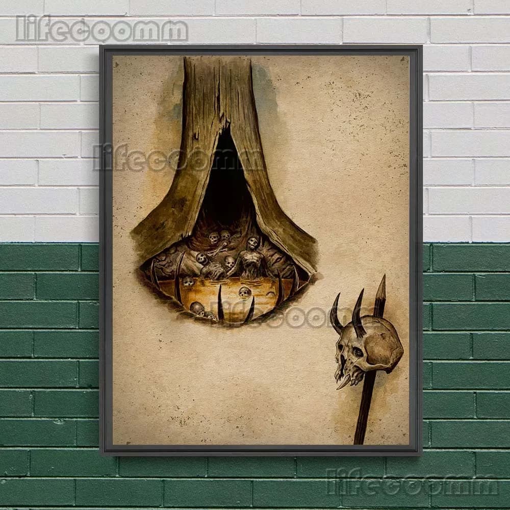 Sorcières chaman anciennes et prêtres fantômes, Art mural Vintage, décoration de maison, peinture sur toile, poupée malédiction, imprimés d'affiches artistiques de sorcellerie