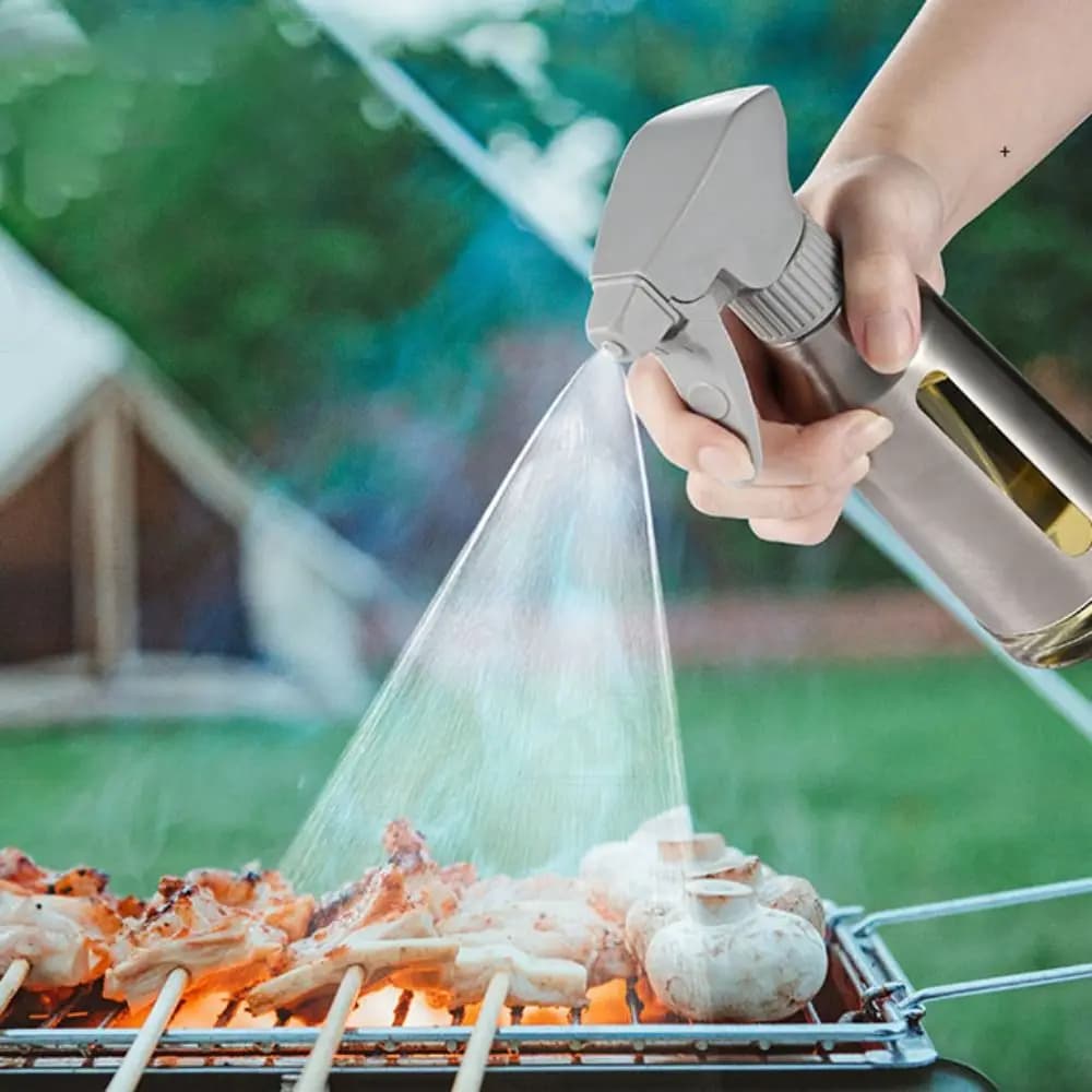 Bouteille de pulvérisation d'huile corporelle en acier inoxydable, outil de barbecue, pulvérisateur d'huile Visible de 180ml, distributeur d'huile étanche, cuisson