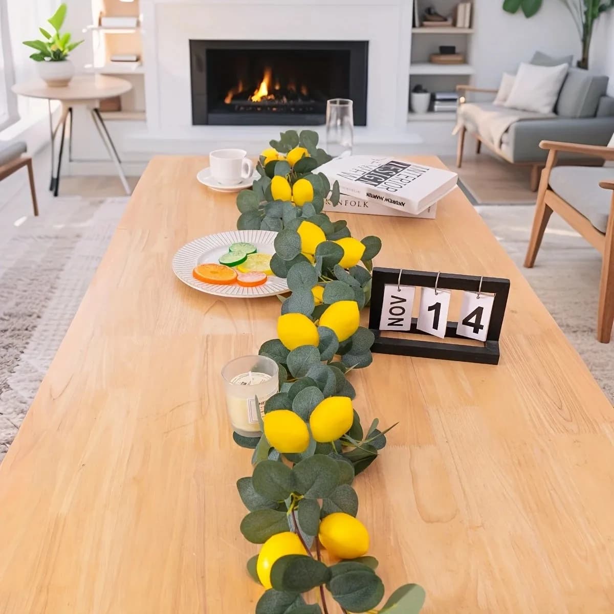 Guirlande de citron de feuilles d'eucalyptus artificielles réalistes 1 pièce