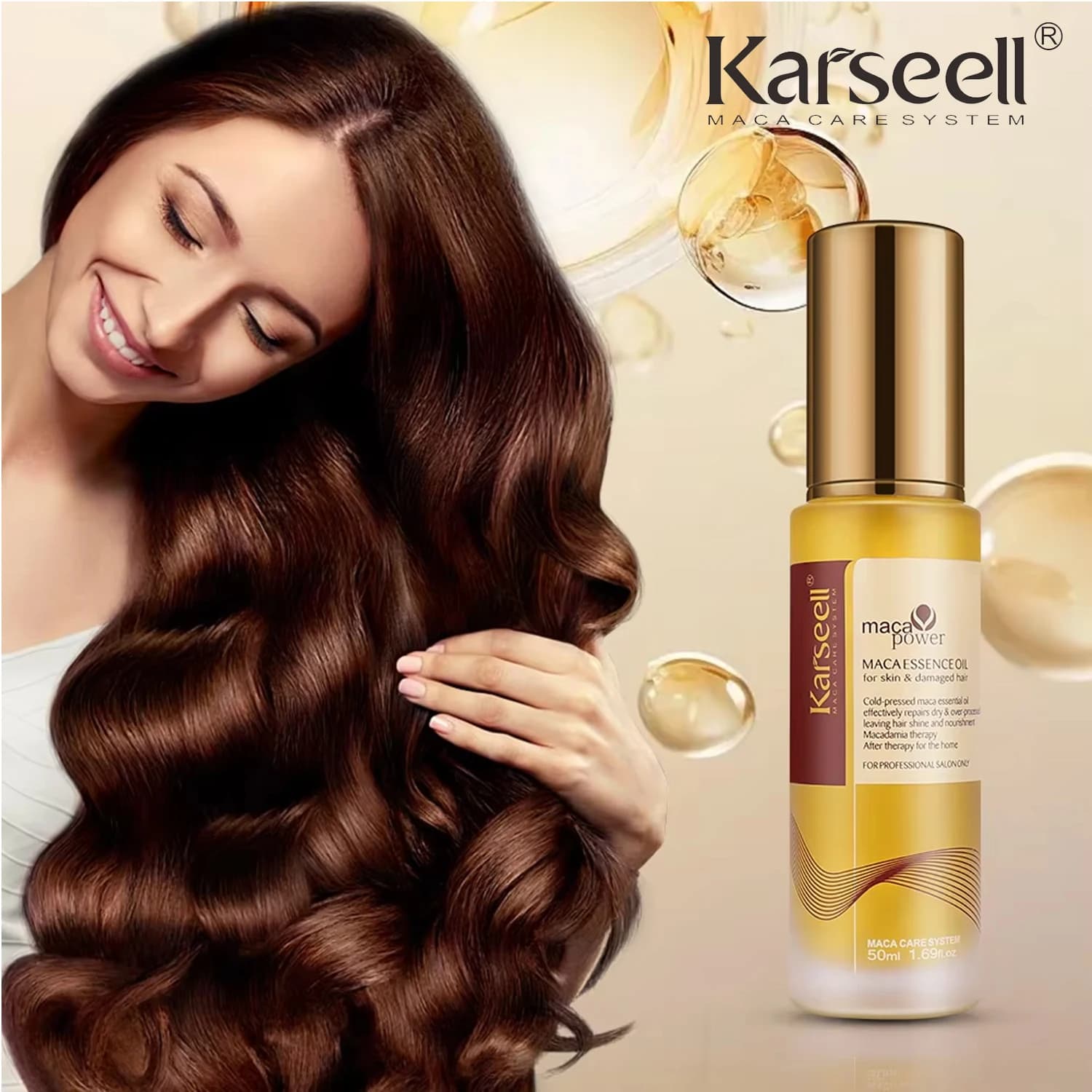 Karseell 50ml huile d'argan marocaine pour la guérison des cheveux pressé à froid huile d'argan sans poids sérum capillaire pour cheveux secs et endommagés