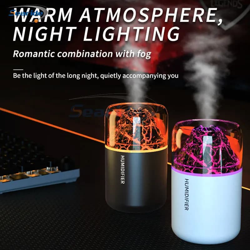 Mini humidificateur d'air USB 180ML, diffuseur d'huile essentielle et d'arôme, volcan créatif, brume lumineuse colorée, purificateur pour voiture, maison, chambre à coucher