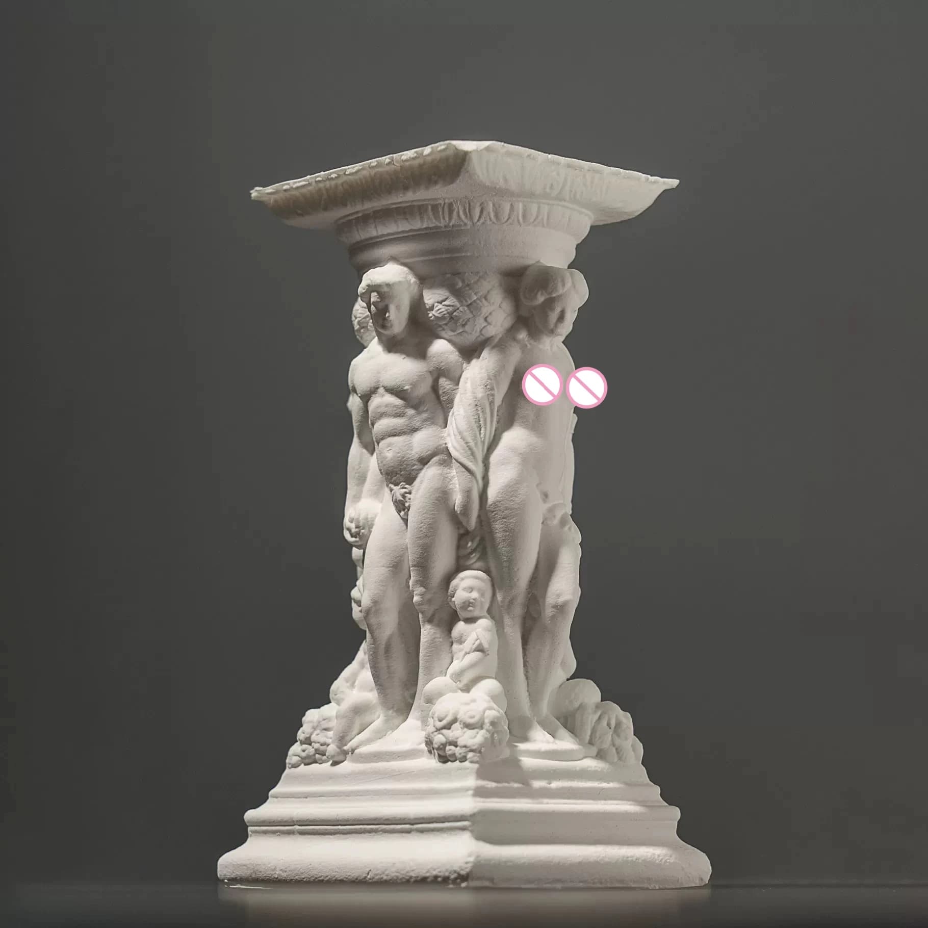 Diffuseur d'arôme de colonne romaine baroque en gypse-ornement de sculpture figurale fabriqué à la main pour la décoration de bureau, pièce d'art de collection