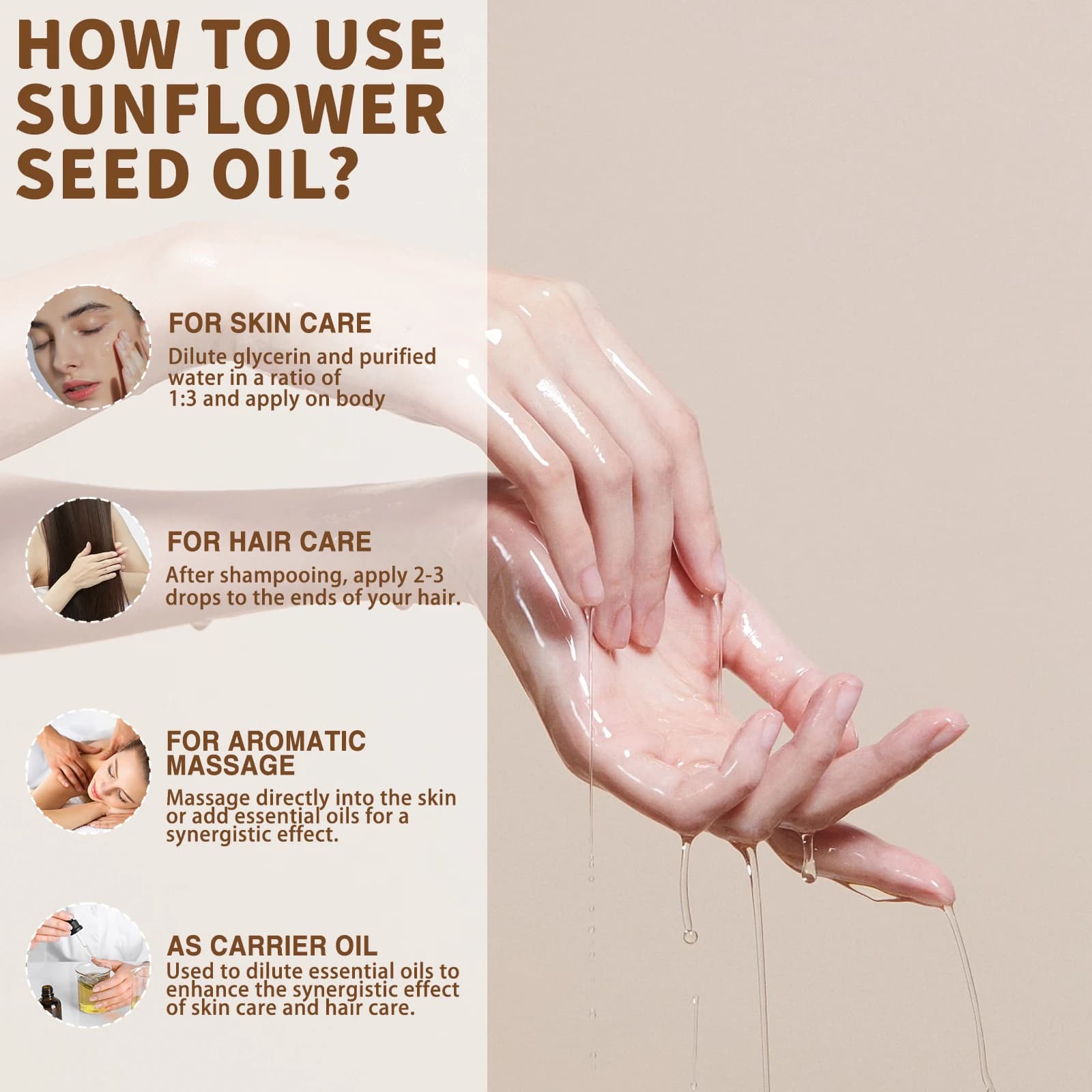 USDA huile de noix de coco biologique pour la peau visage cheveux pressé à froid amande douce argan marocain