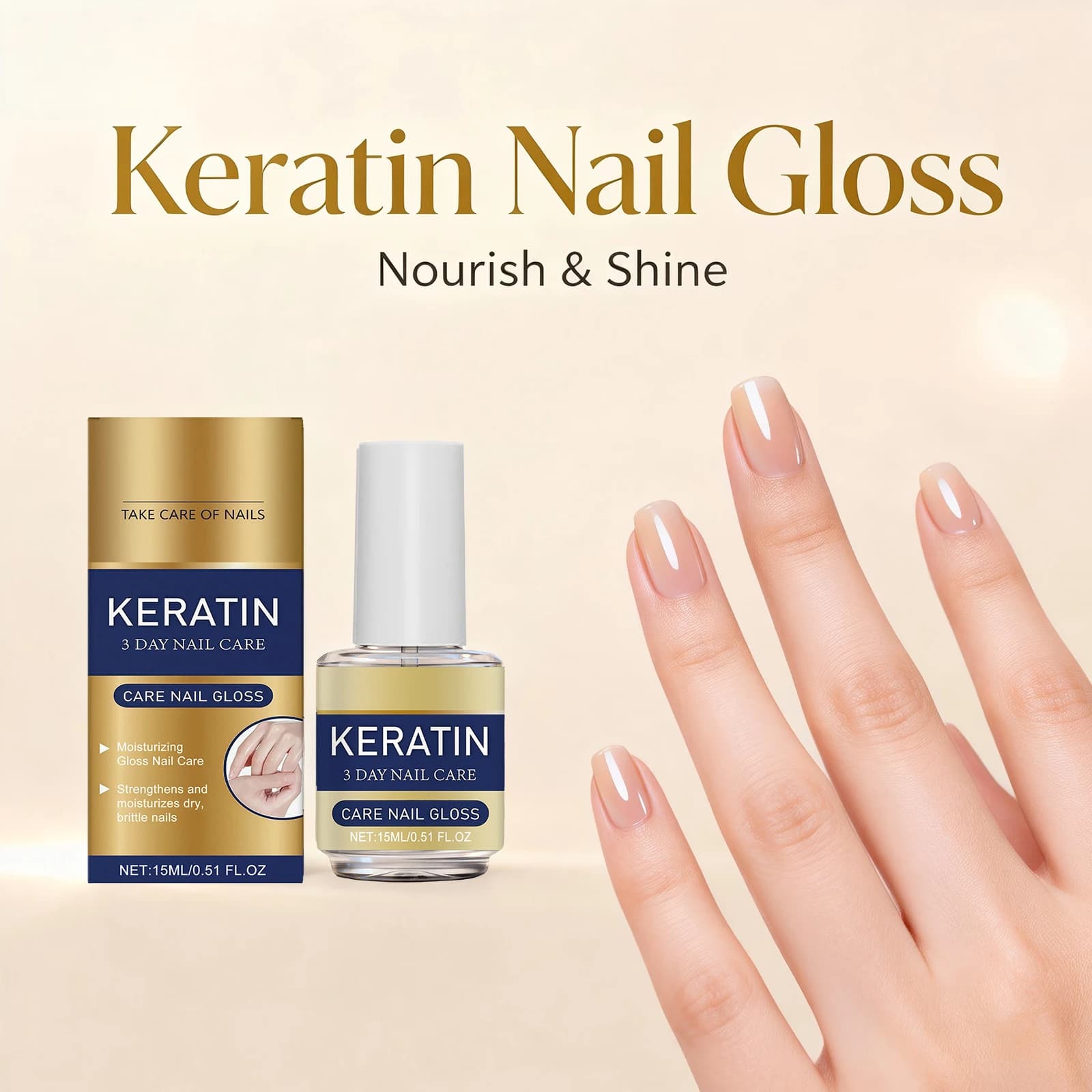 Huile Fortifiante pour Ongles à la Kératine – Réparation Végétale, Prévient la Casse, Nourrit en Profondeur, Traitement de Base, Renforce les Ongles
