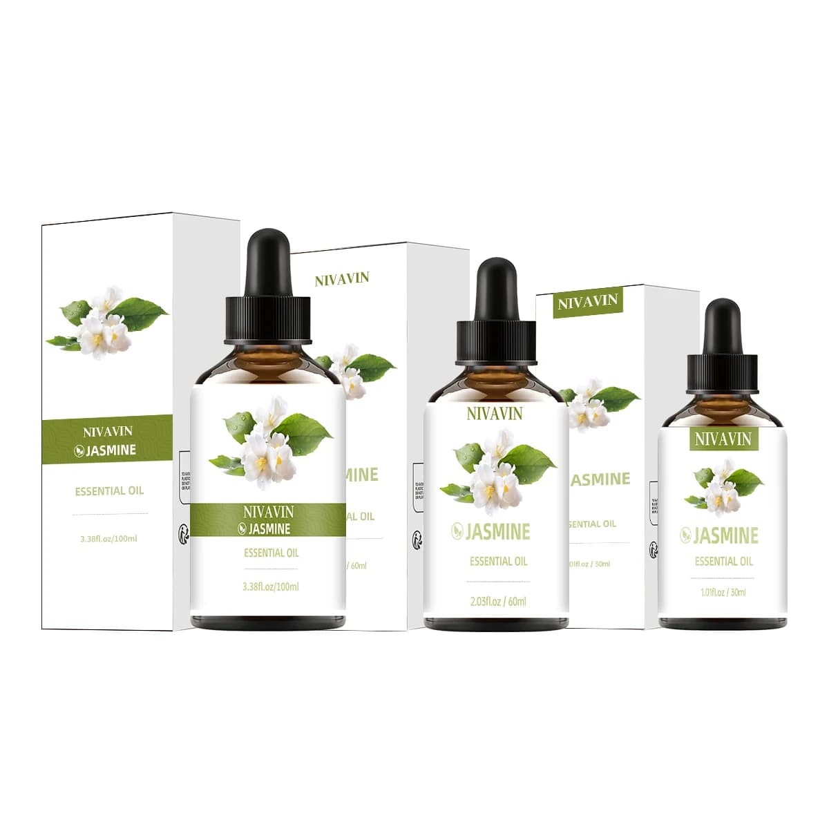NIVAVIN Huile Essentielle de Jasmin 30ml/60ml/100ml, parfum floral riche, apaisant et calmant, fragrance longue durée, cadeau exquis.