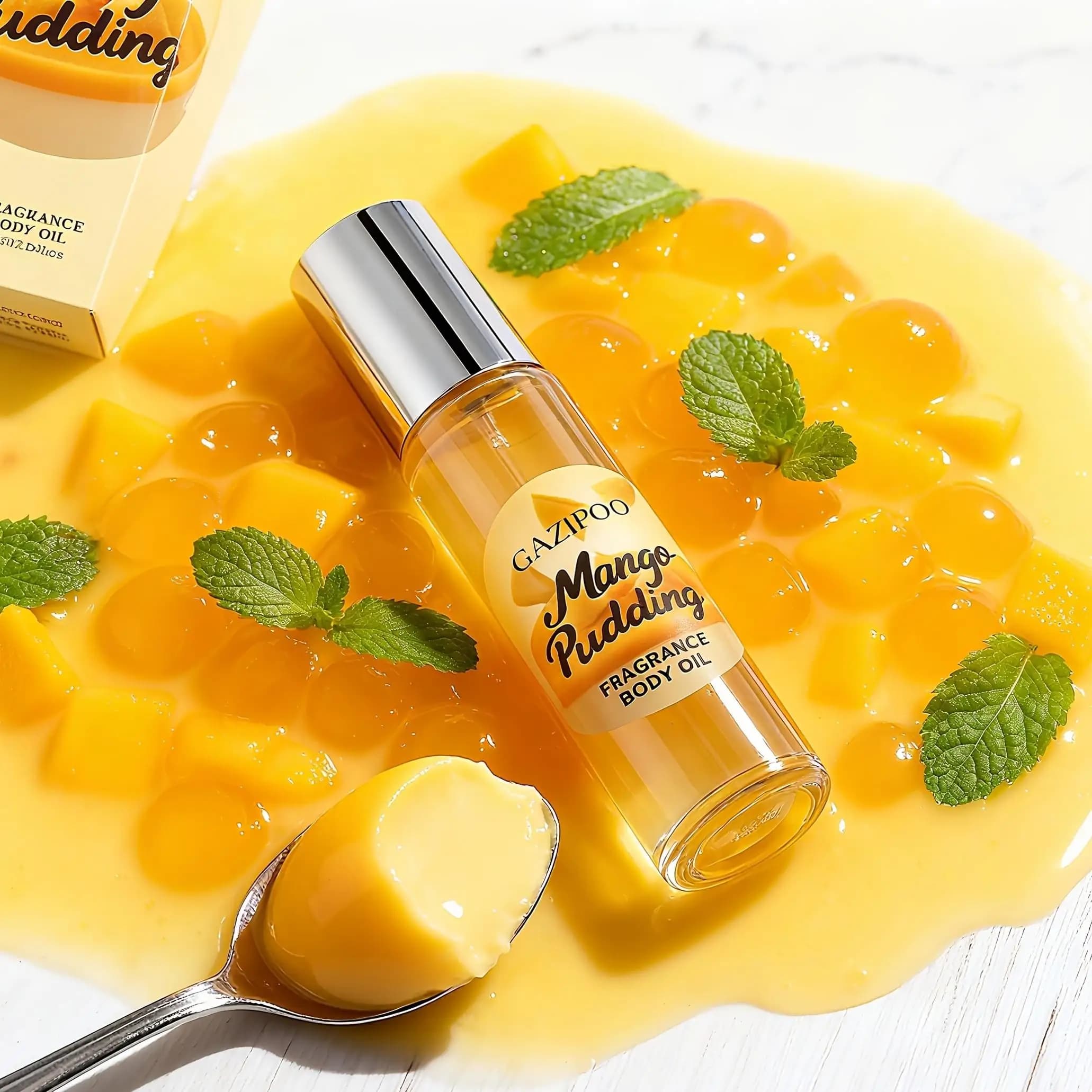 Huile parfumée Mango Pudding - 0,34 oz, notes florales fruitées fraîches et durables, cadeau idéal (1/2/4 pièces)