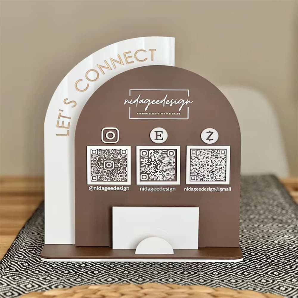 Panneau de paiement de code QR en acrylique personnalisé avec base