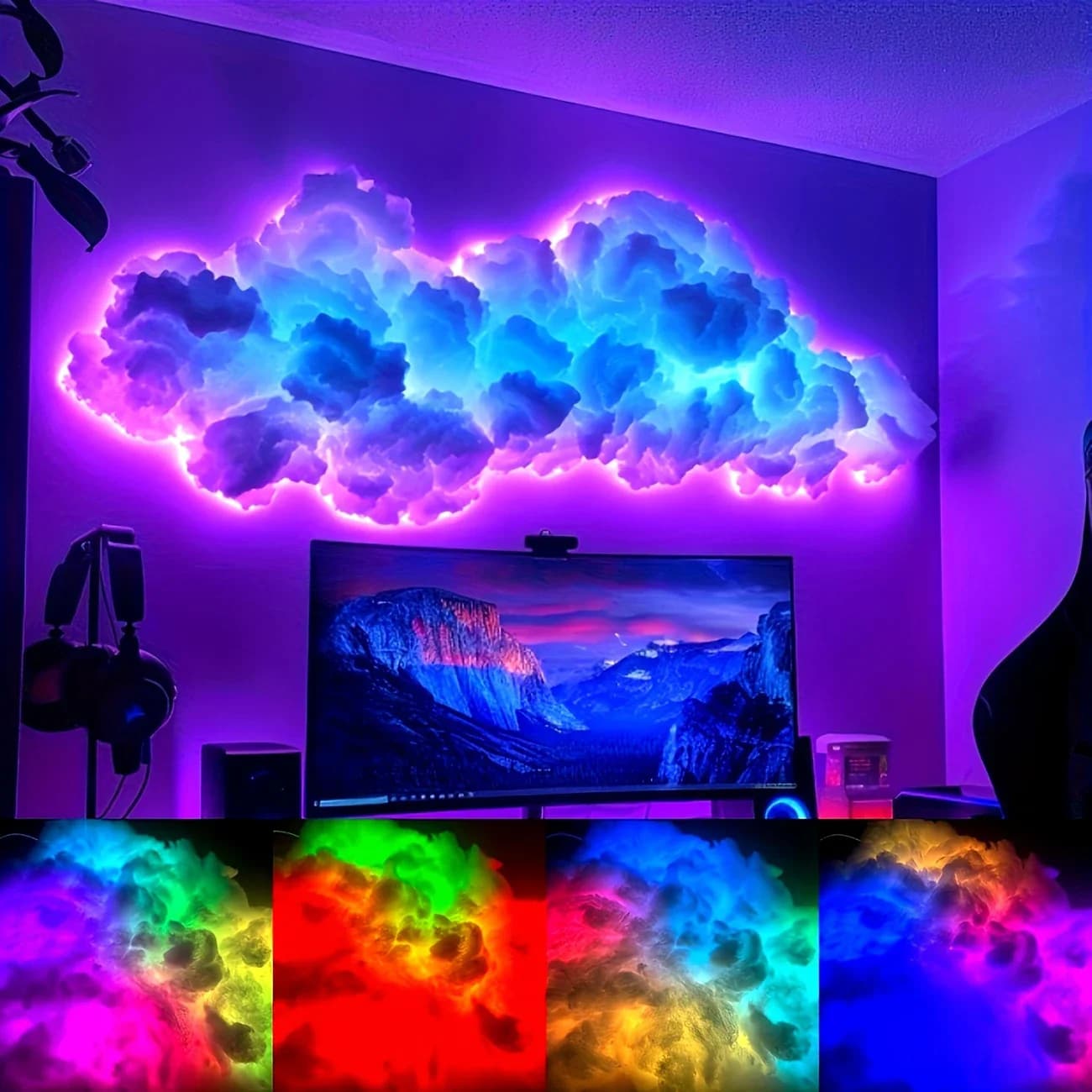 Lampe nuage 3D DIY avec effets lumineux colorés RGBIC