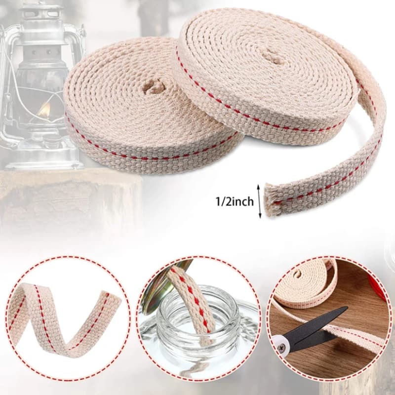1-5 rouleaux de mèches de lampe à huile, mèches de lanternes à huile plates avec point pour lampes à huile et brûleurs de bougies, 1 m (rouge, 10 mm-20 mm)