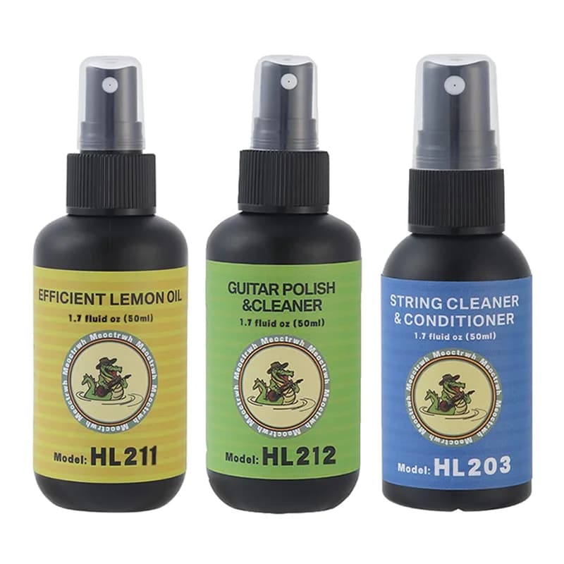 Kit de nettoyage de guitare tout en un, manche, vernis à l'huile de citron, nettoyeur de cordes de guitare pour le nettoyage et l'entretien de la guitare