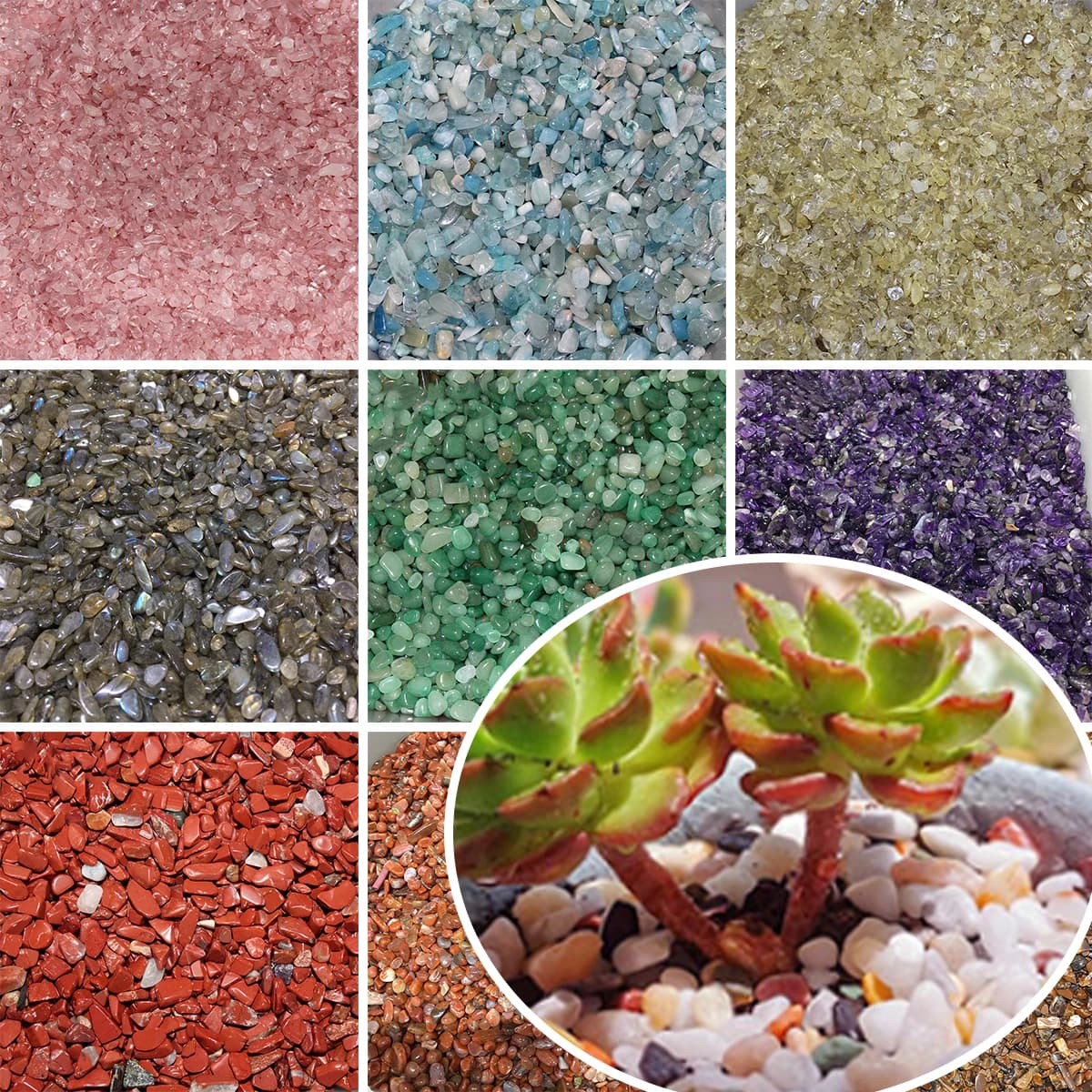 100 g/sac pierres naturelles graviers cristaux d'agate pierres polies en vrac roches pierres précieuses pour le jardinage, plantes en pot, décor d'aquarium