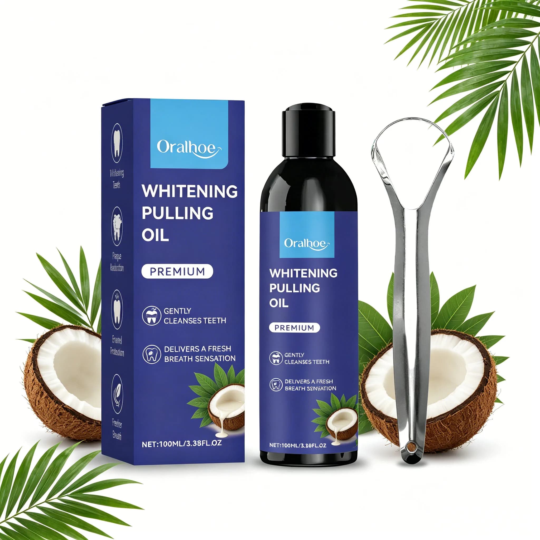 Bain de bouche à l'huile de coco et menthe