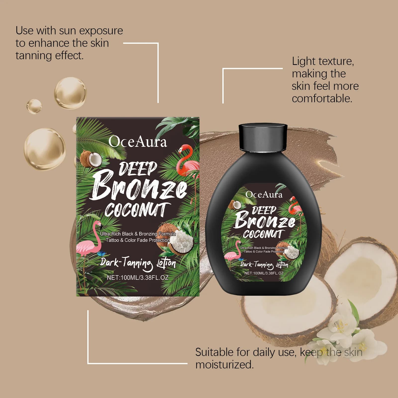 Lotion de bronzage à la noix de coco