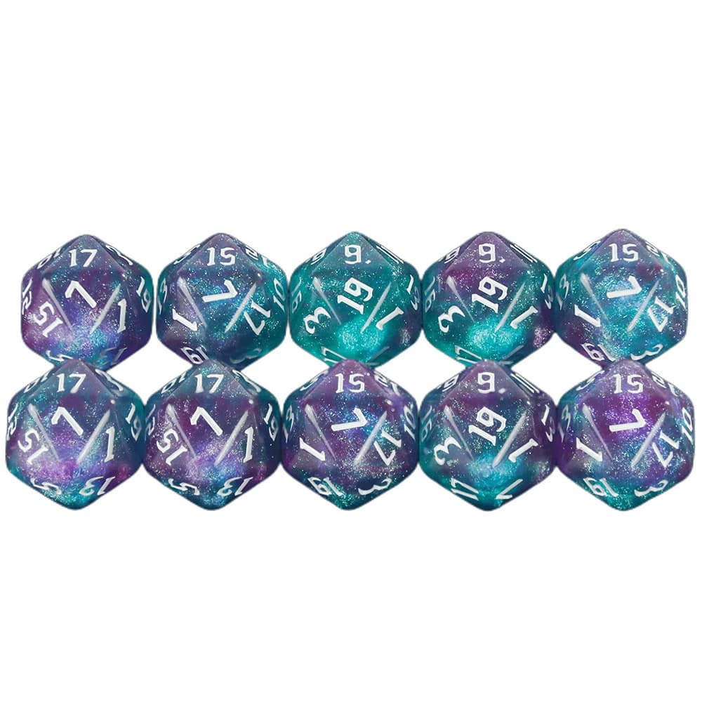 Dés polyédriques à 20 faces, couleurs mélangées, D20, incroyables dés à paillettes pour RPG, DND, enseignement des mathématiques, jeux de table