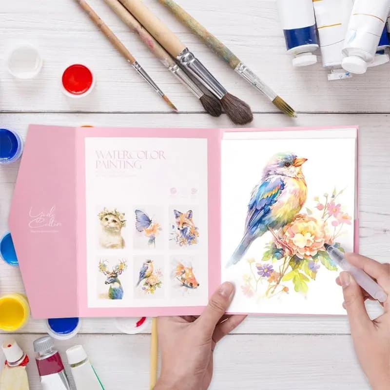 Ensemble de cahiers d'exercices d'aquarelle pour débutants, avec pinceau, fournitures artistiques et outils d'artisanat, cadeau idéal pour les amateurs de peinture