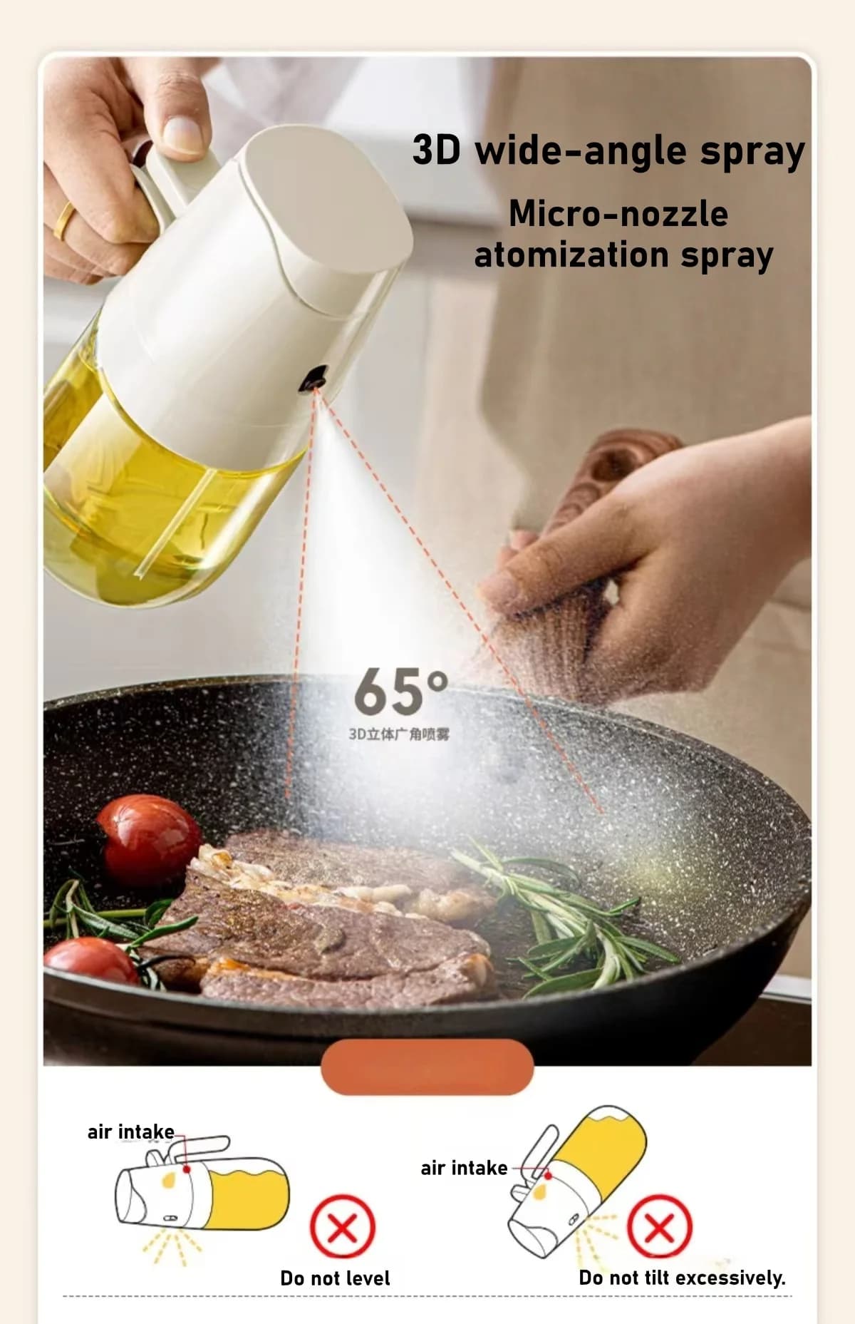 Bouteille d'huile pulvérisée pour la maison, vaporisateur de cuisine de qualité alimentaire et bouteille d'huile en verre anti-fuite à double usage avec atomisation