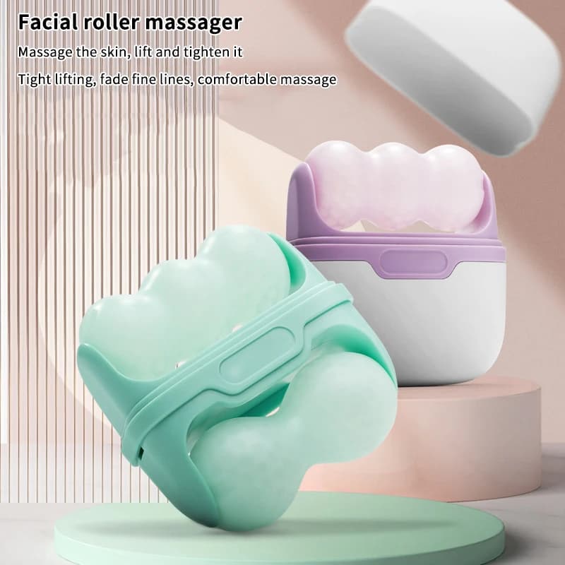 Rouleau de glace à Double tête pour le visage, les poches oculaires, soulagement de la douleur en Migraine et les blessures mineures, thérapie du froid du visage, rouleau de Massage, soins pour la pea