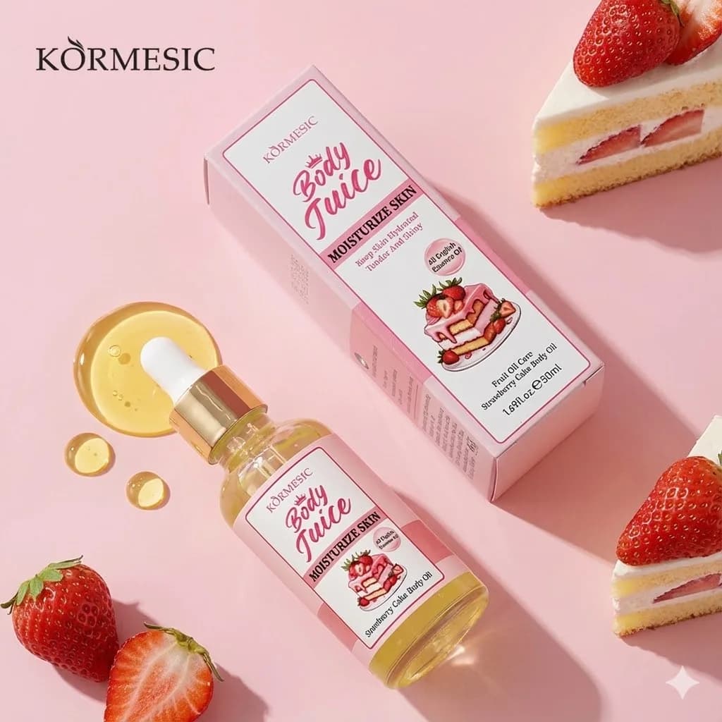 KORMESIC Huile corporelle gâteau aux fraises - Hydratant Hydratant Nourrissant Peau Parfum sucré longue durée pour tous les types de peau