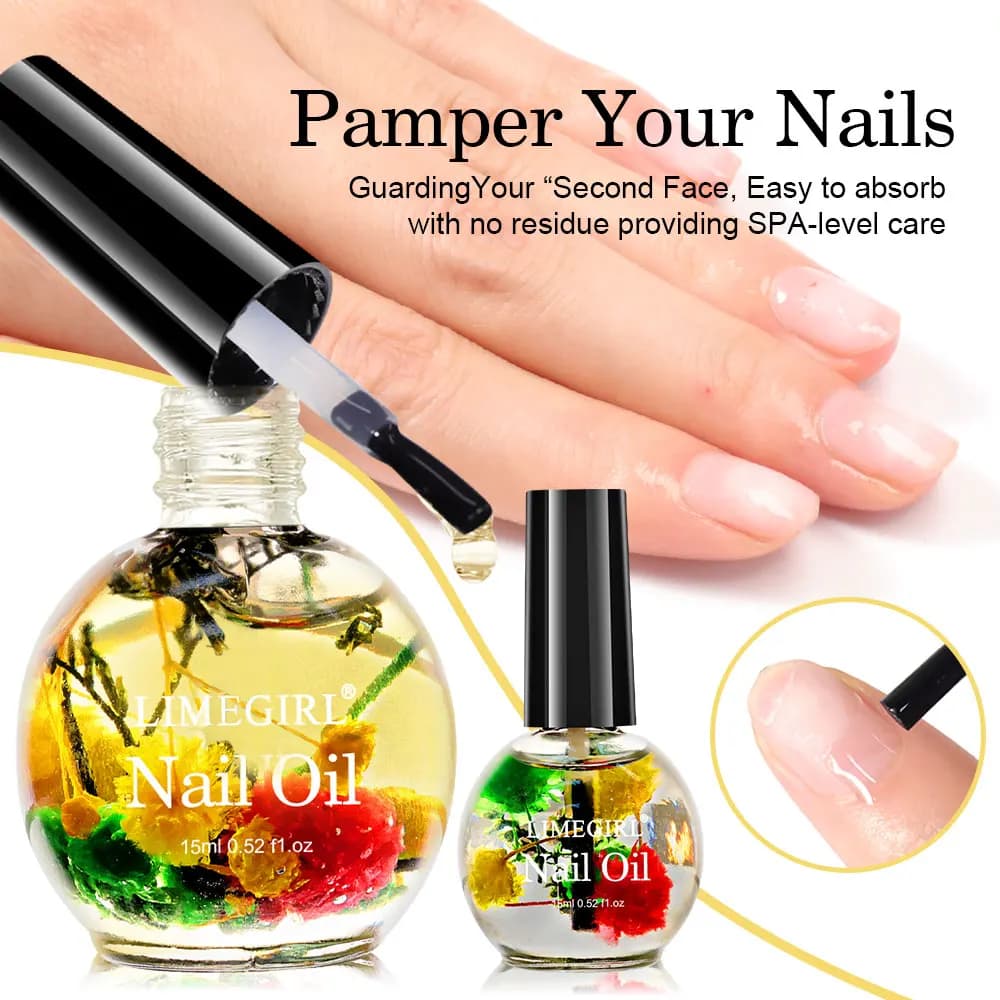 Huile nutritionnelle parfumée pour ongles, 15ml, fleur séchée, hydrate les ongles et les cuticules, protège les doigts pour le soin des ongles
