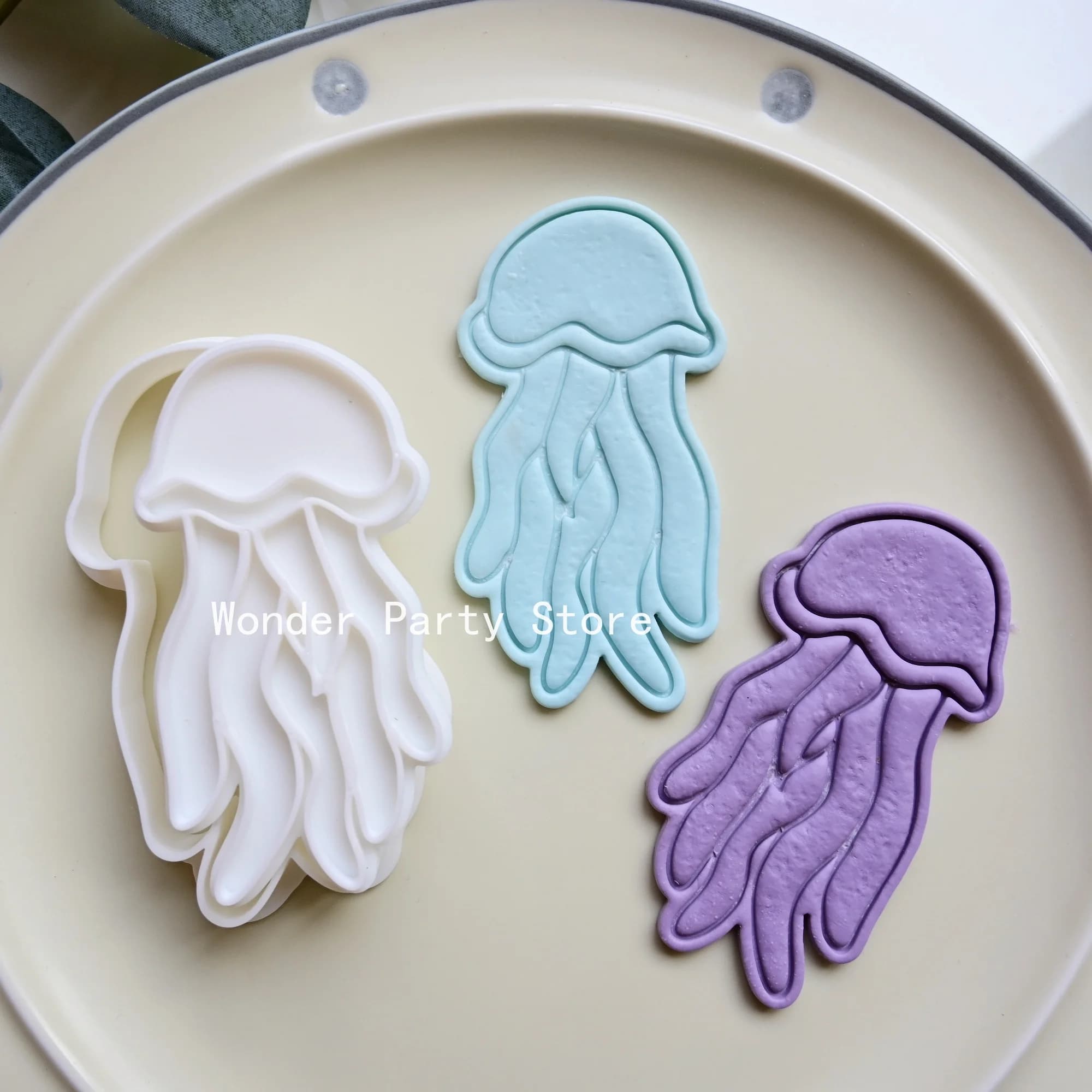 Moule à biscuits méduse DIY en plastique, moule à gâteau fondant animaux marins, emporte-pièces de biscuits dessin animé, outils de décoration, ustensiles de cuisson de cuisine