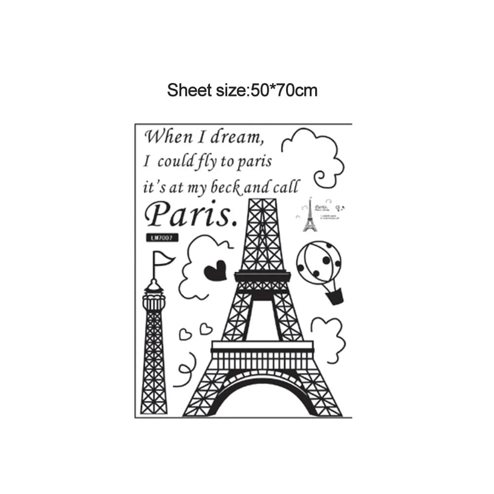 Papier peint romantique avec belle vue de la France, Paris, Tour Eiffel, Stickers muraux, Art Decor, Room Decal, DIY