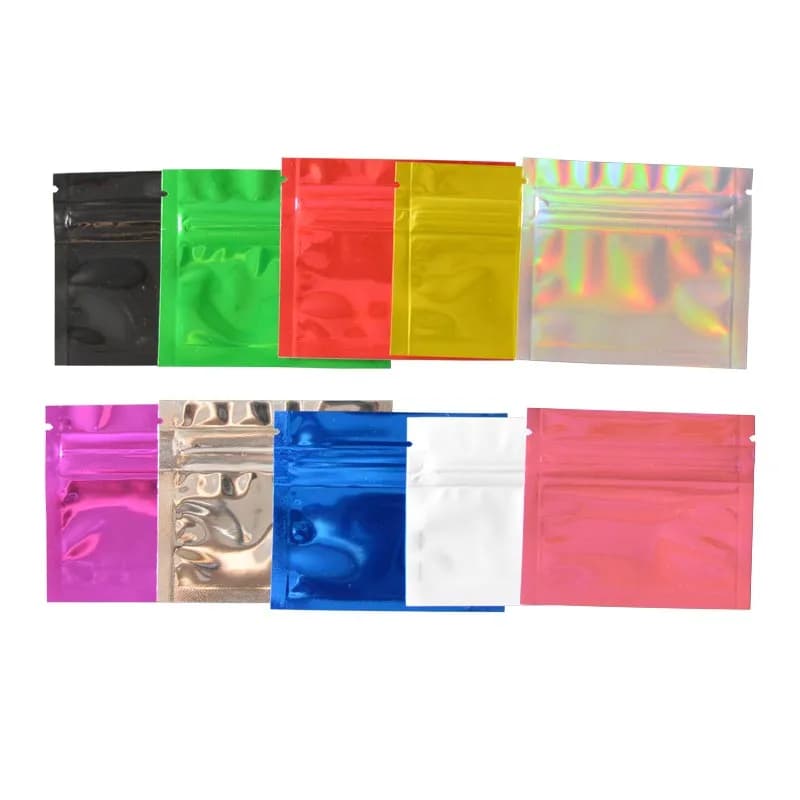 3 ''x 2.5'' (7.5x6.5 cm) petite pochette fermeture éclair sac multicolore Mylar fermeture éclair sacs emballage échantillon sac pochette