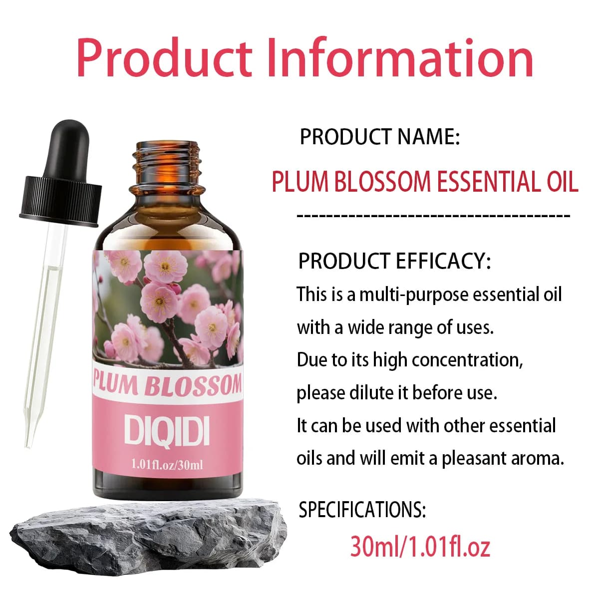 Huile essentielle de prune, parfum floral longue durée, soins de la peau, bain, spa, huile parfumée, diffuseur, humidificateur, arôme domestique