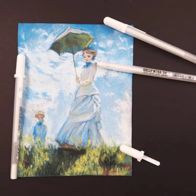 SAKURA Gelly Roll surligneur blanc argent or pour dessin de carte noire dessin à la main bande dessinée peinture conception dessiné à la main