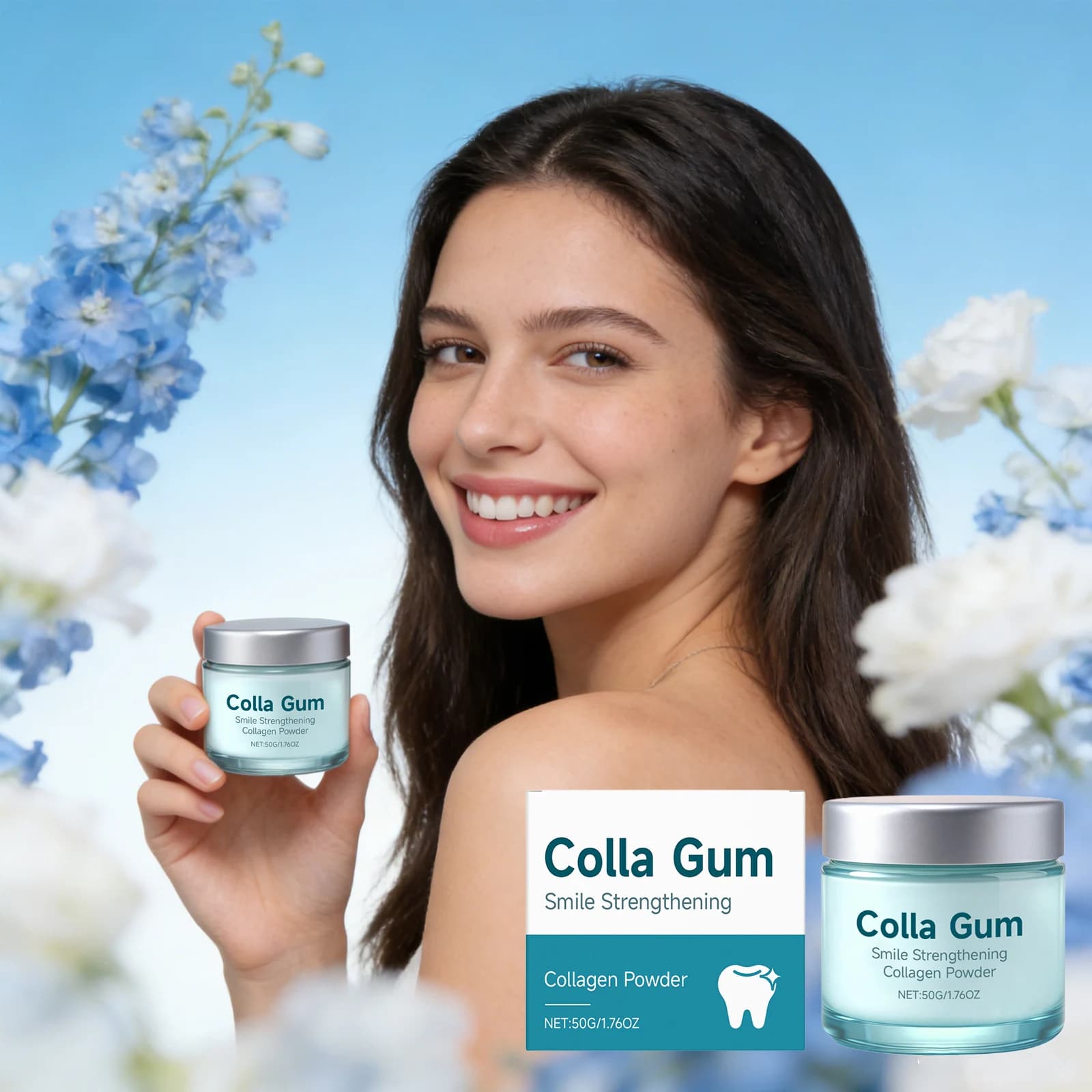 Poudre de Collagène pour les Dents : Apaise les Gencives, Rafraîchit l'Haleine, Soulage les Caries, Réduit le Jaunissement, Améliore la Beauté des Dents, Éclaircit les Dents